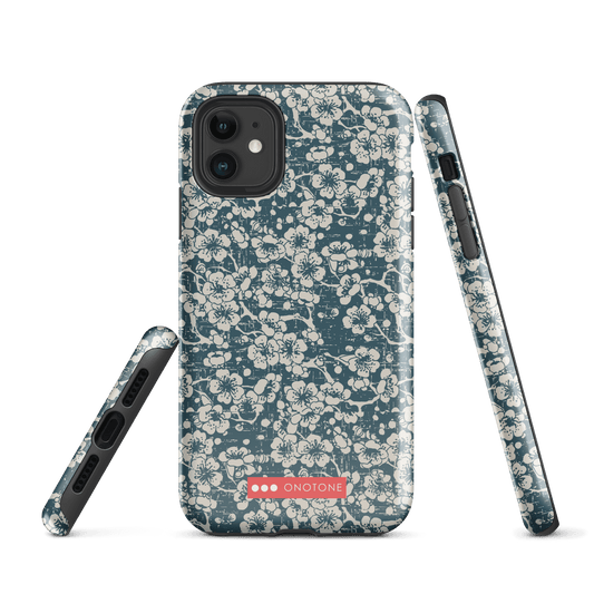 Japanese design indigo iPhone® Case with blue sakra patterns