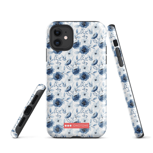 Japanese design indigo iPhone® Case with blue flowers