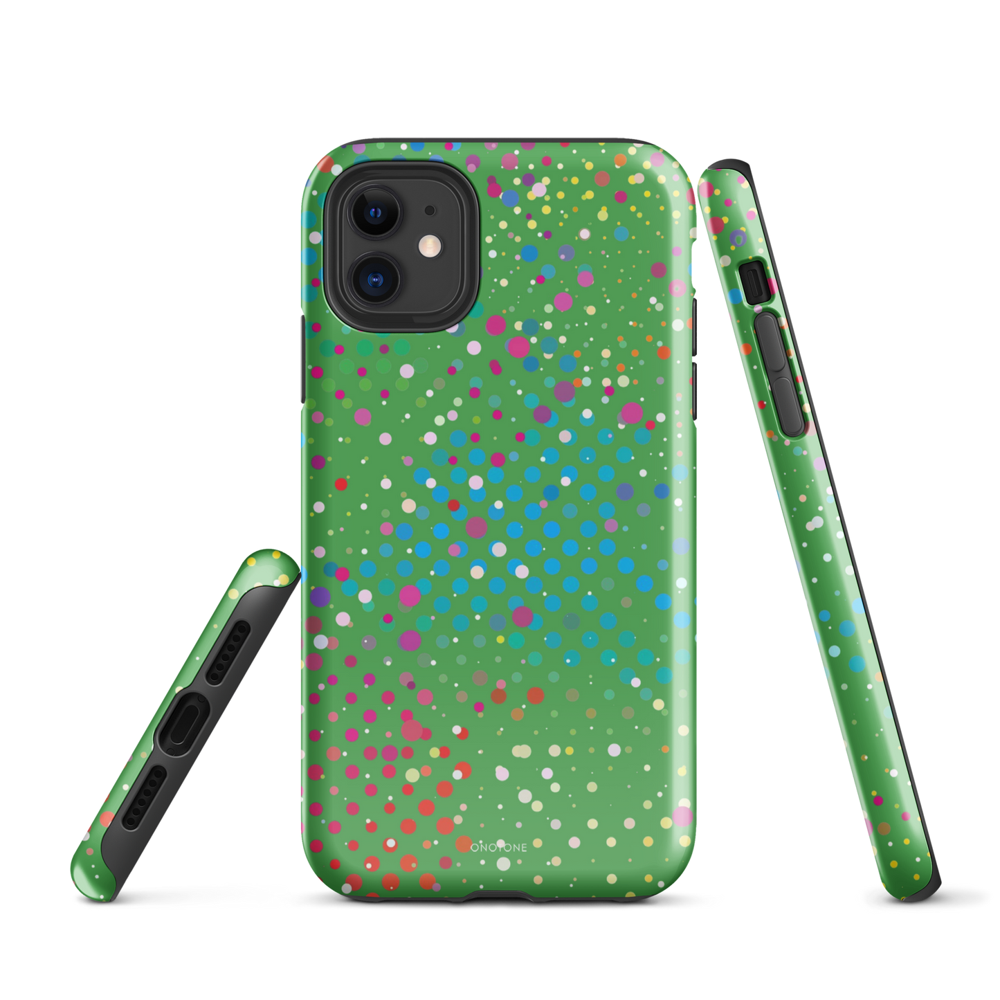 Dark Pastel Green Polka Dot iPhone 11 Case