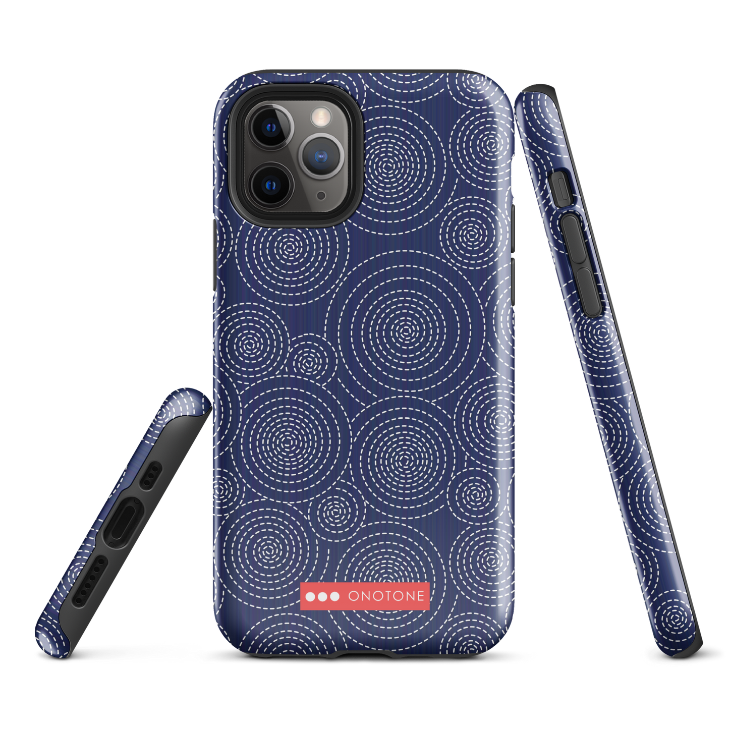 Japanese design indigo iPhone® Case with circular patterns