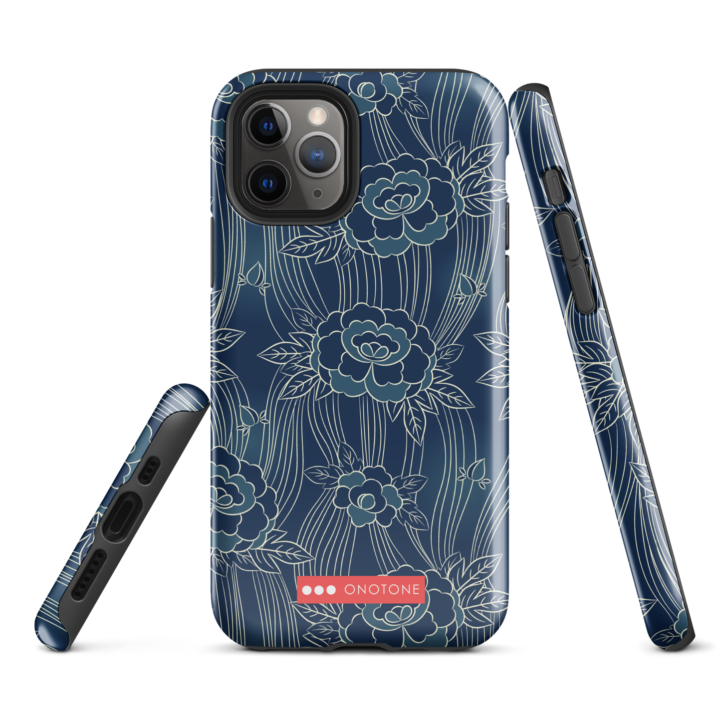 Japanese design indigo iPhone® Case with roses patterns