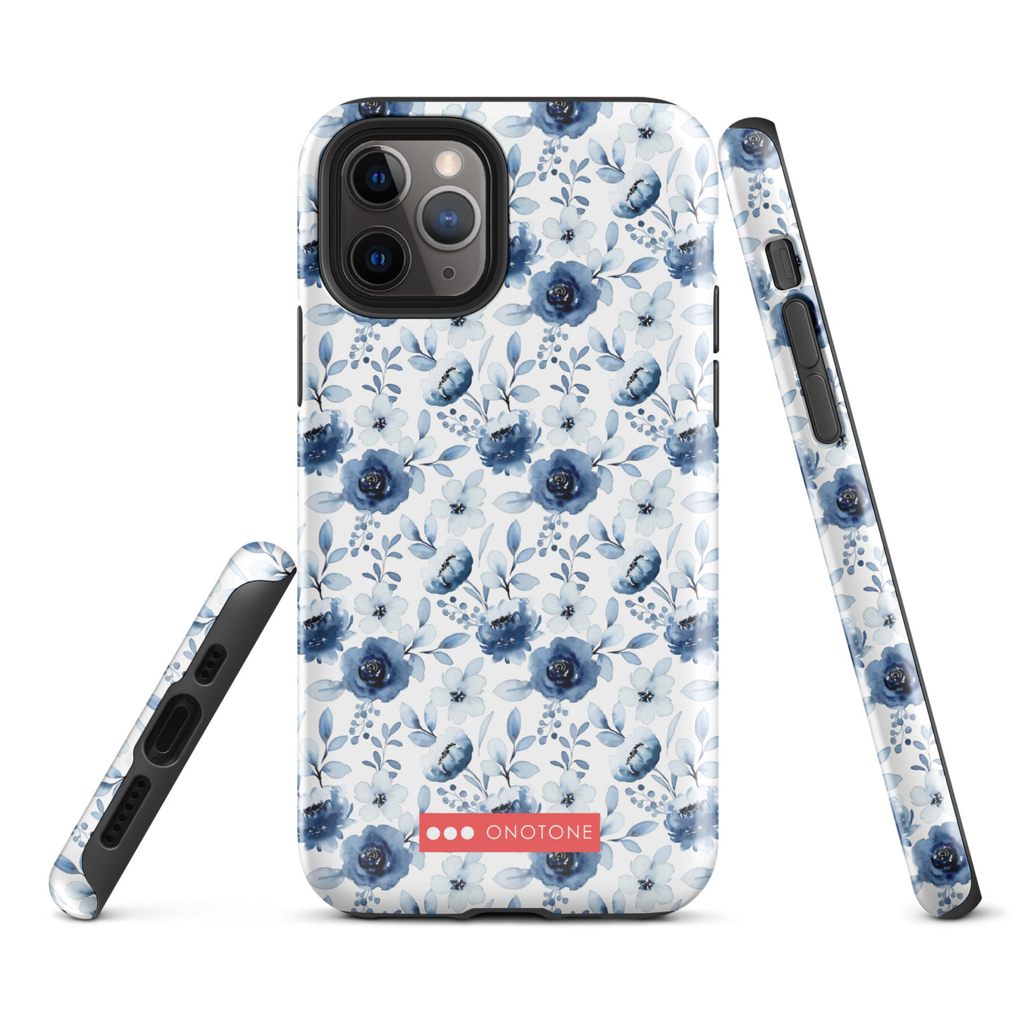 Japanese design indigo iPhone® Case with blue flowers