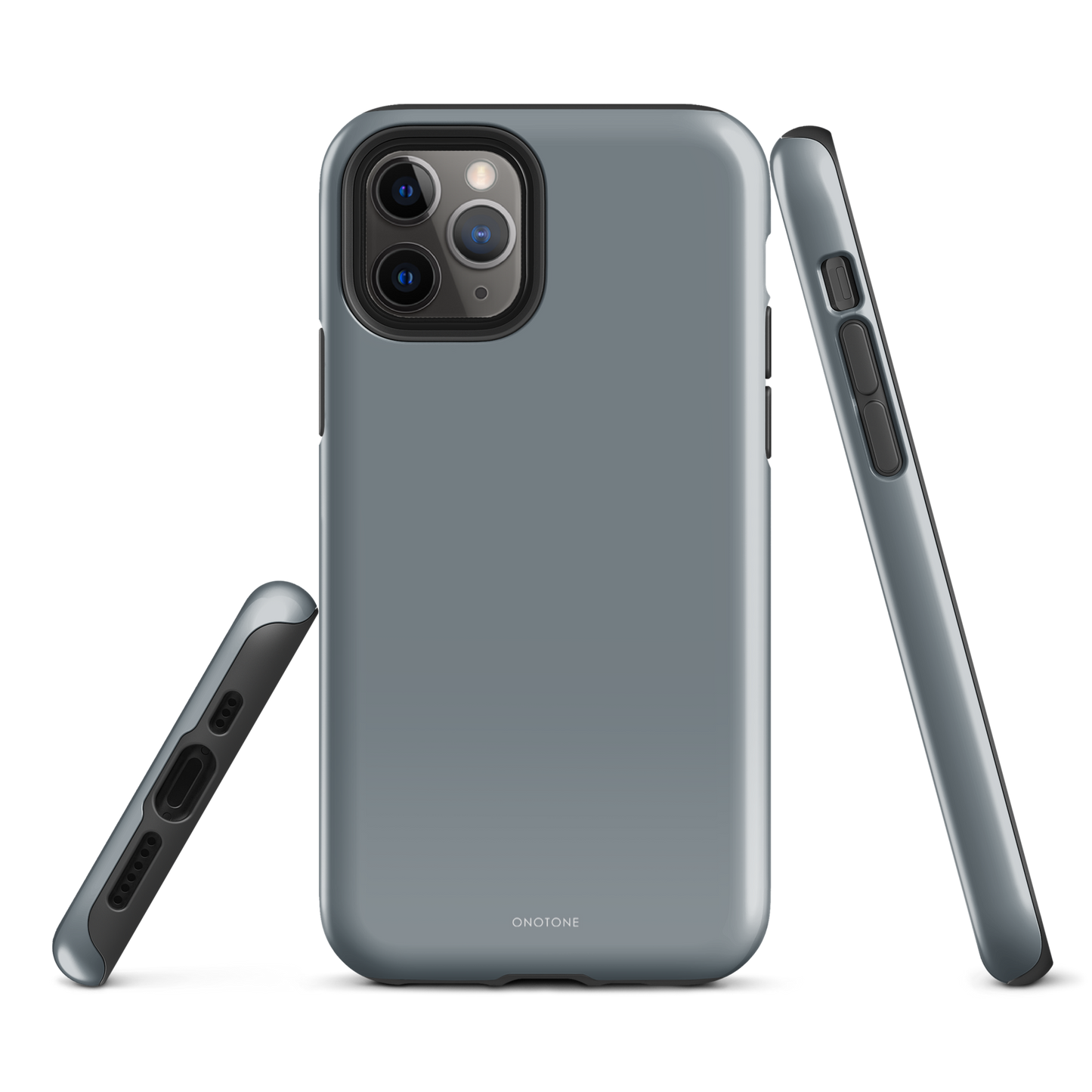 Gray minimalist iPhone case - Pantone 430, angled view