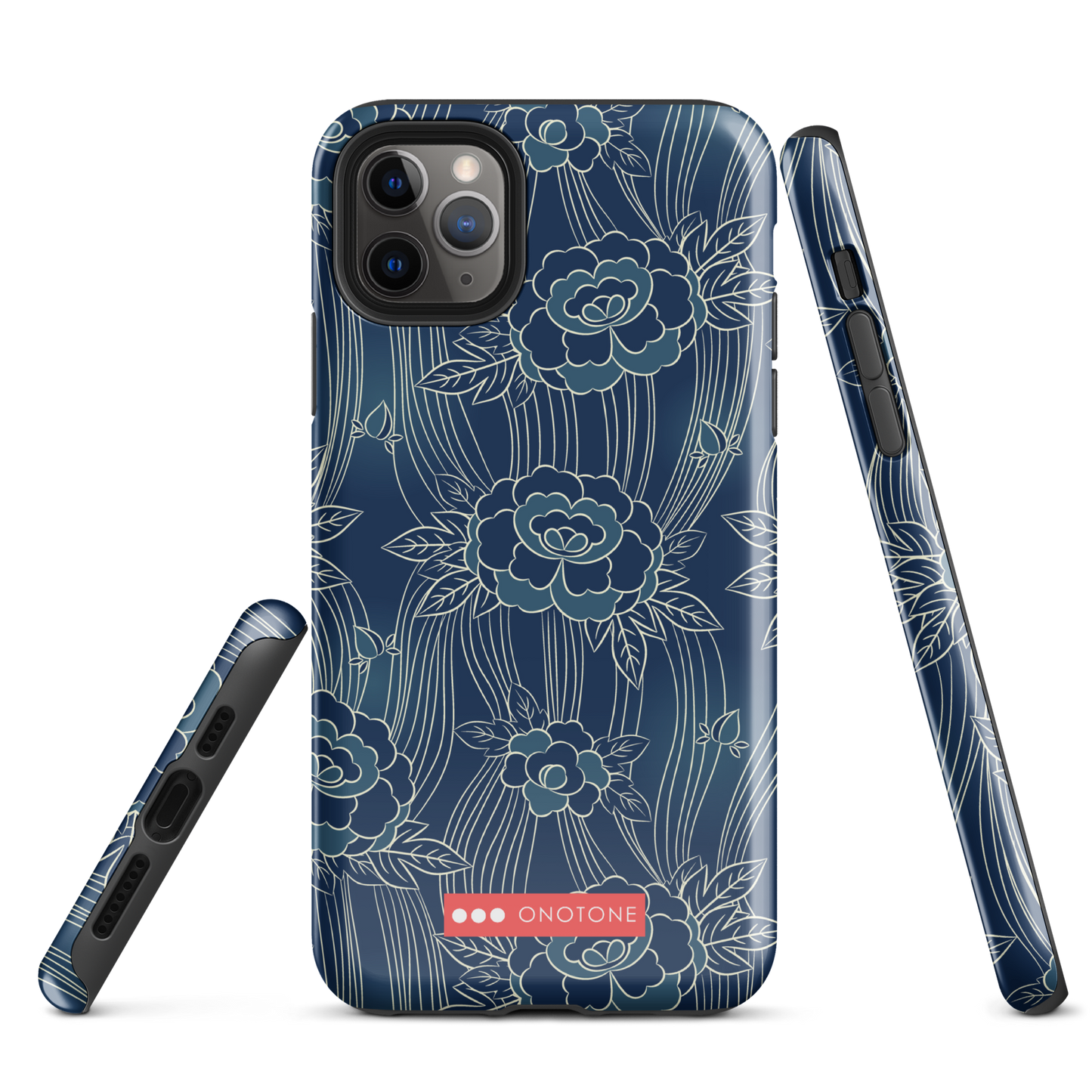 Japanese design indigo iPhone® Case with roses patterns