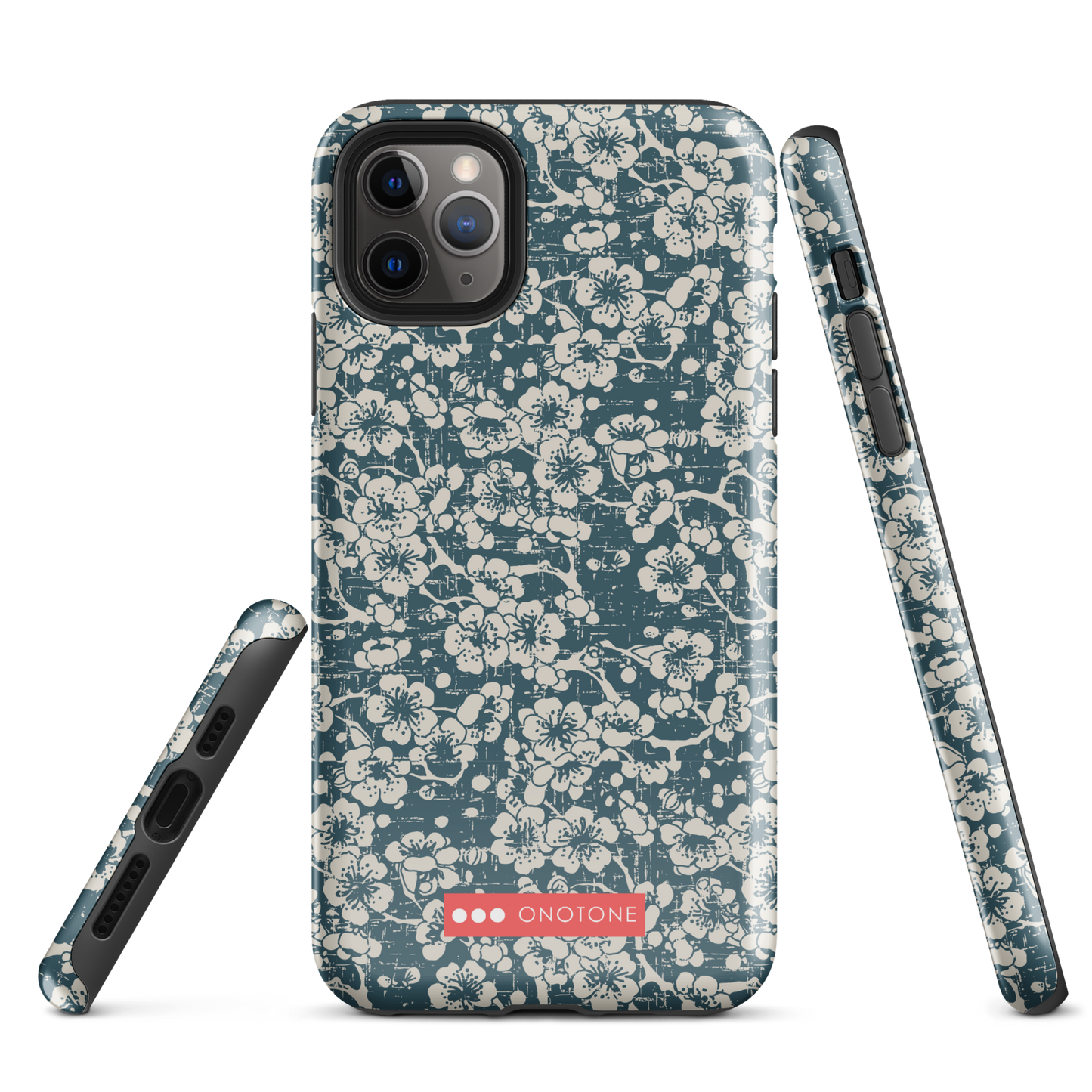 Japanese design indigo iPhone® Case with blue sakra patterns