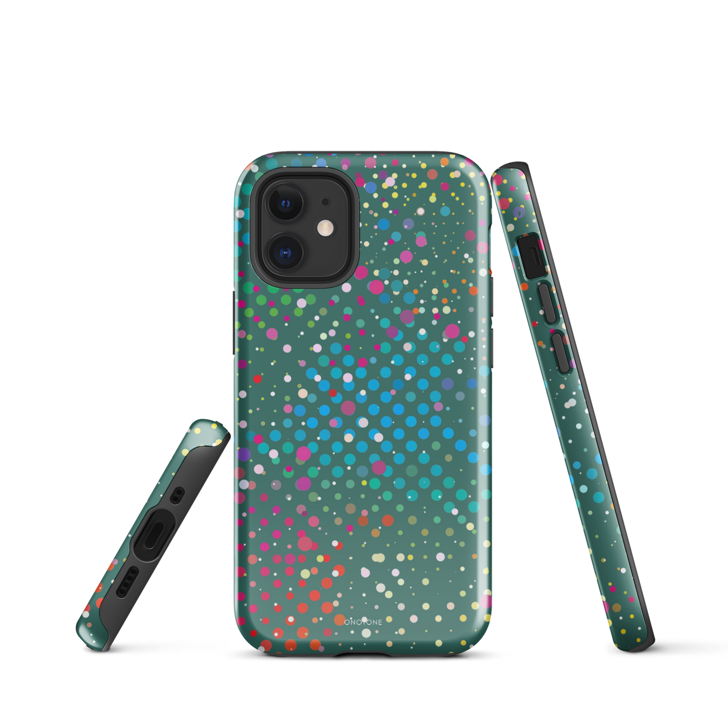 Bottle Green Polka Dot iPhone 12 mini Case