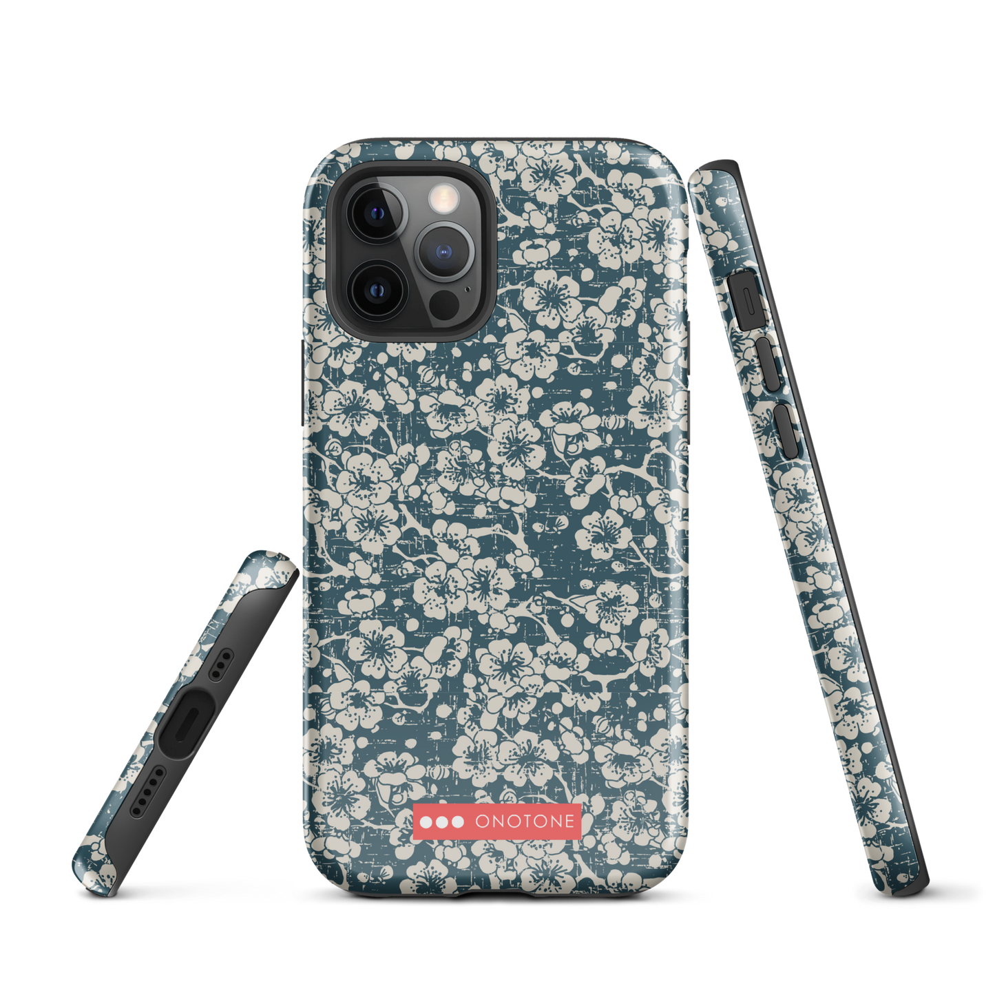 Japanese design indigo iPhone® Case with blue sakra patterns