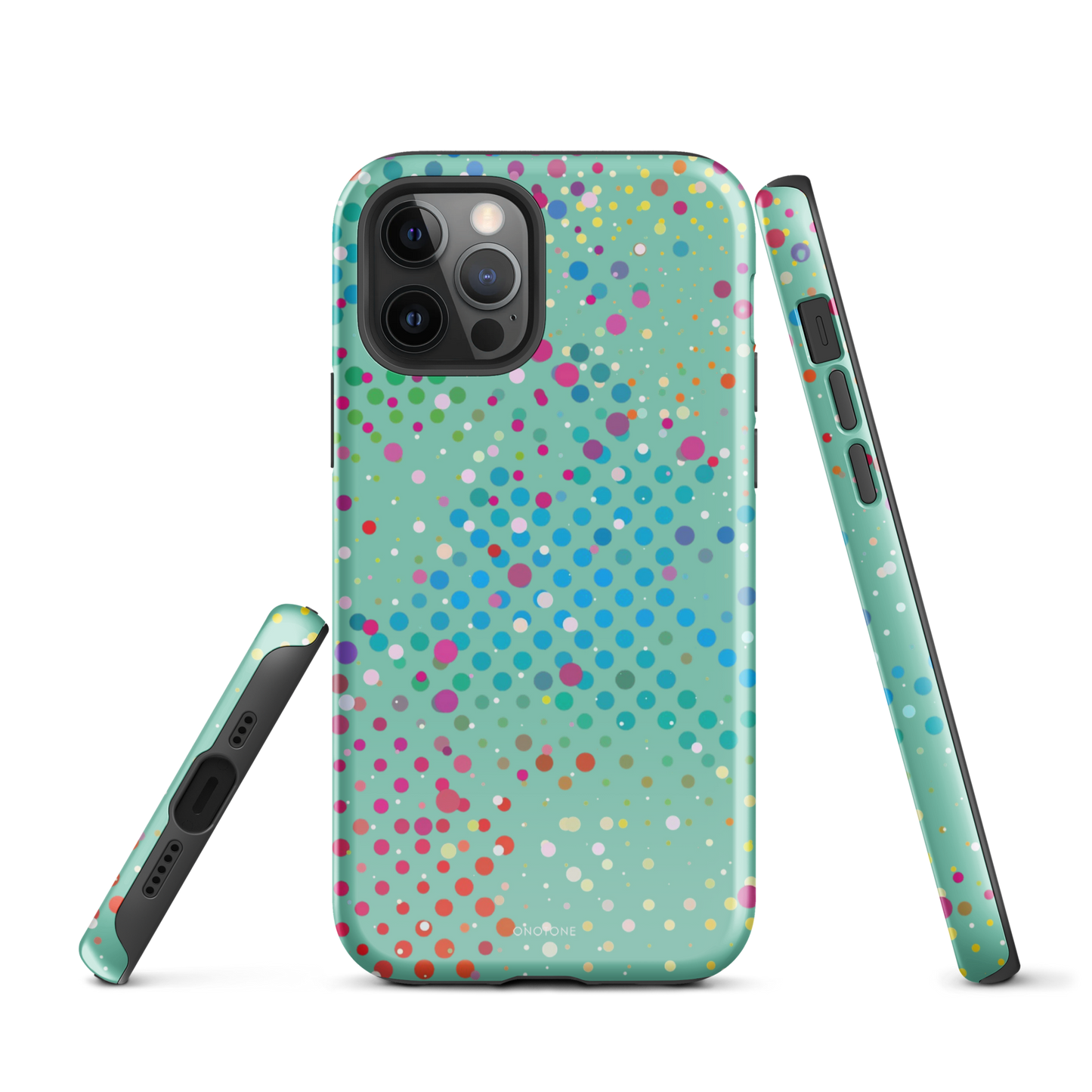 Middle Blue Green Polka Dot iPhone 12 Pro Case