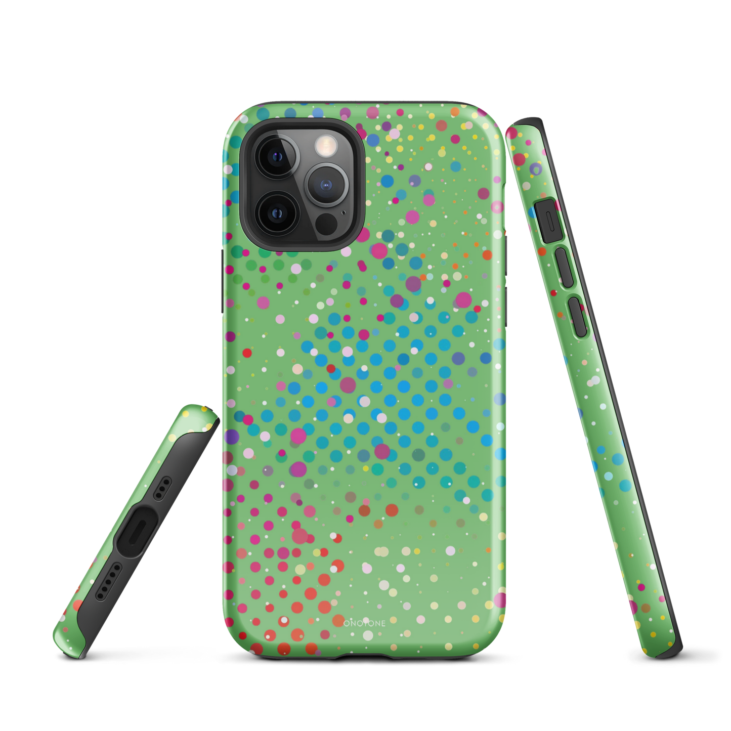 Pale Olive Green Polka Dot iPhone 12 Pro Case