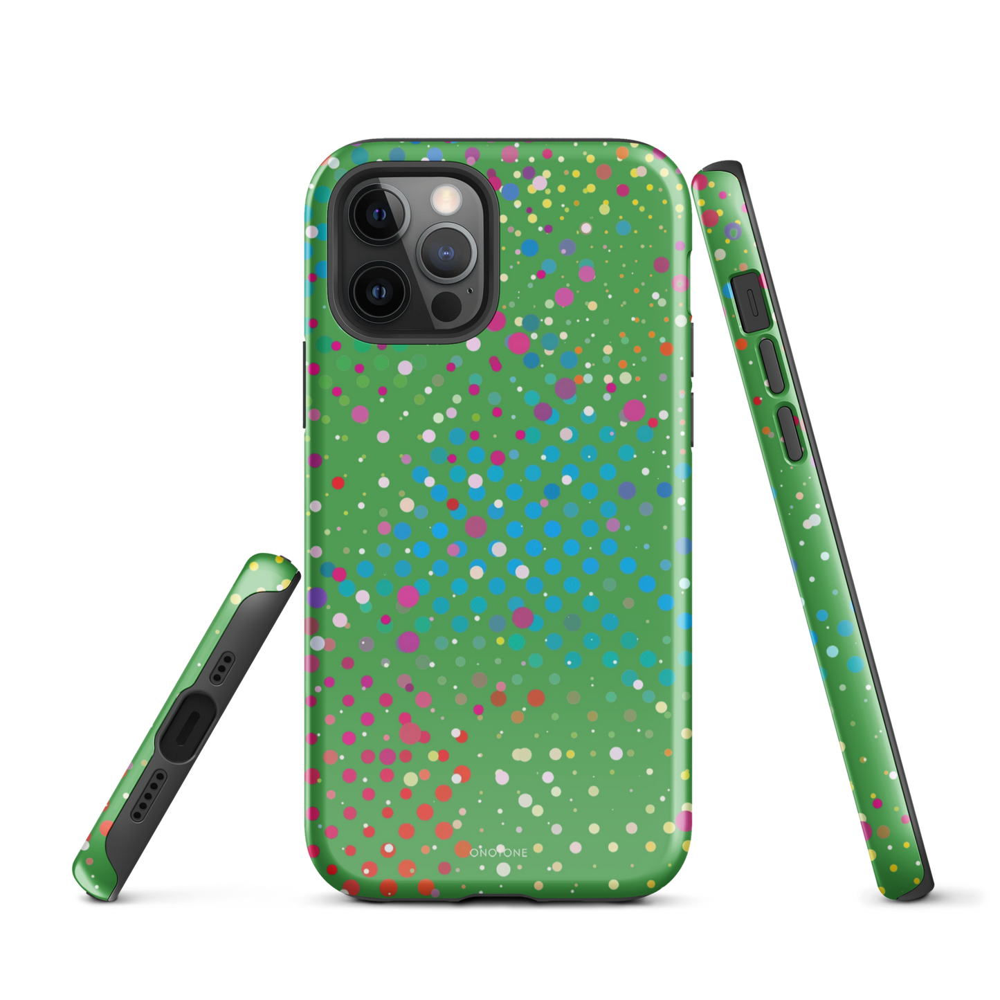 Dark Pastel Green Polka Dot iPhone 12 Pro Case