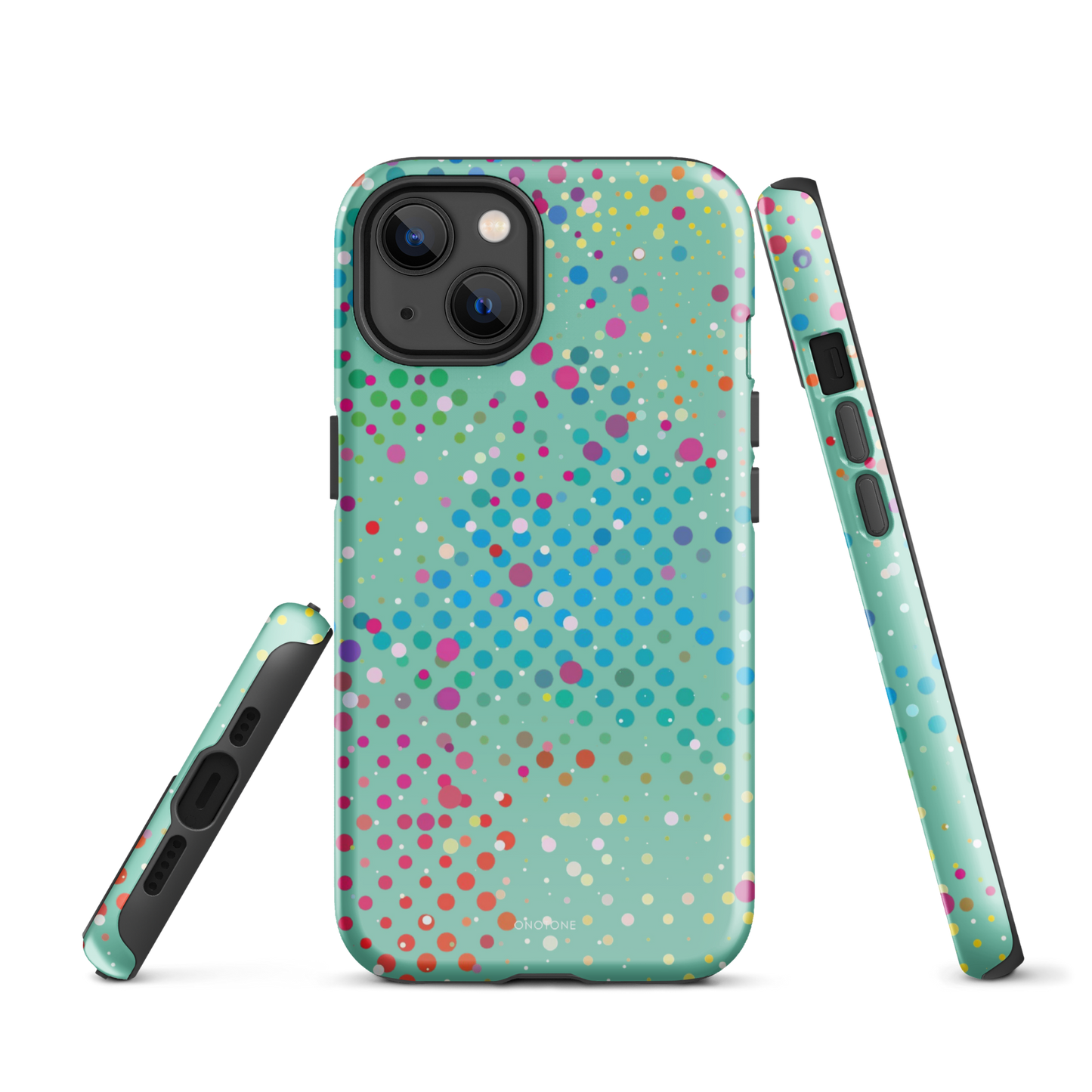 Middle Blue Green Polka Dot iPhone 13 Case