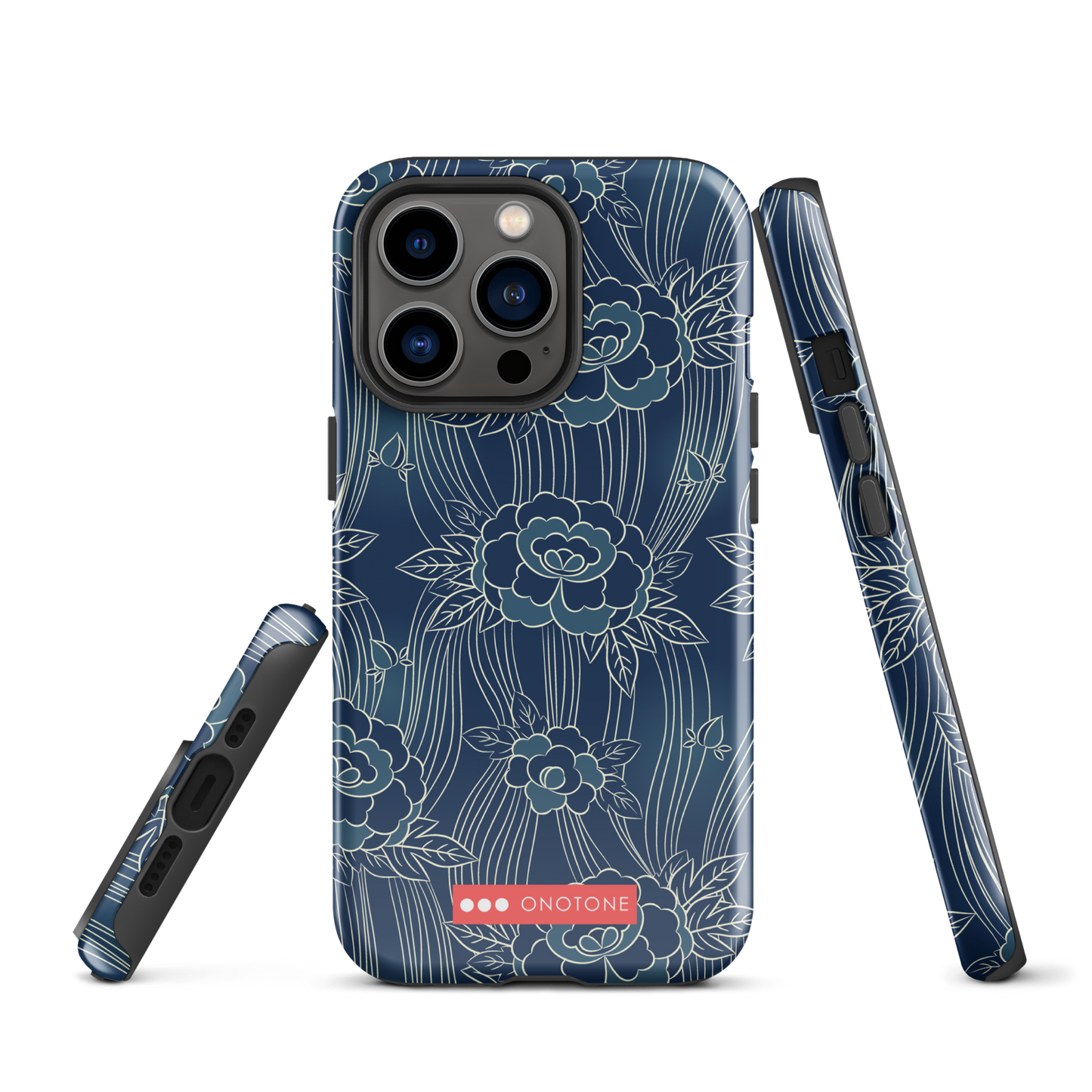 Japanese design indigo iPhone® Case with roses patterns