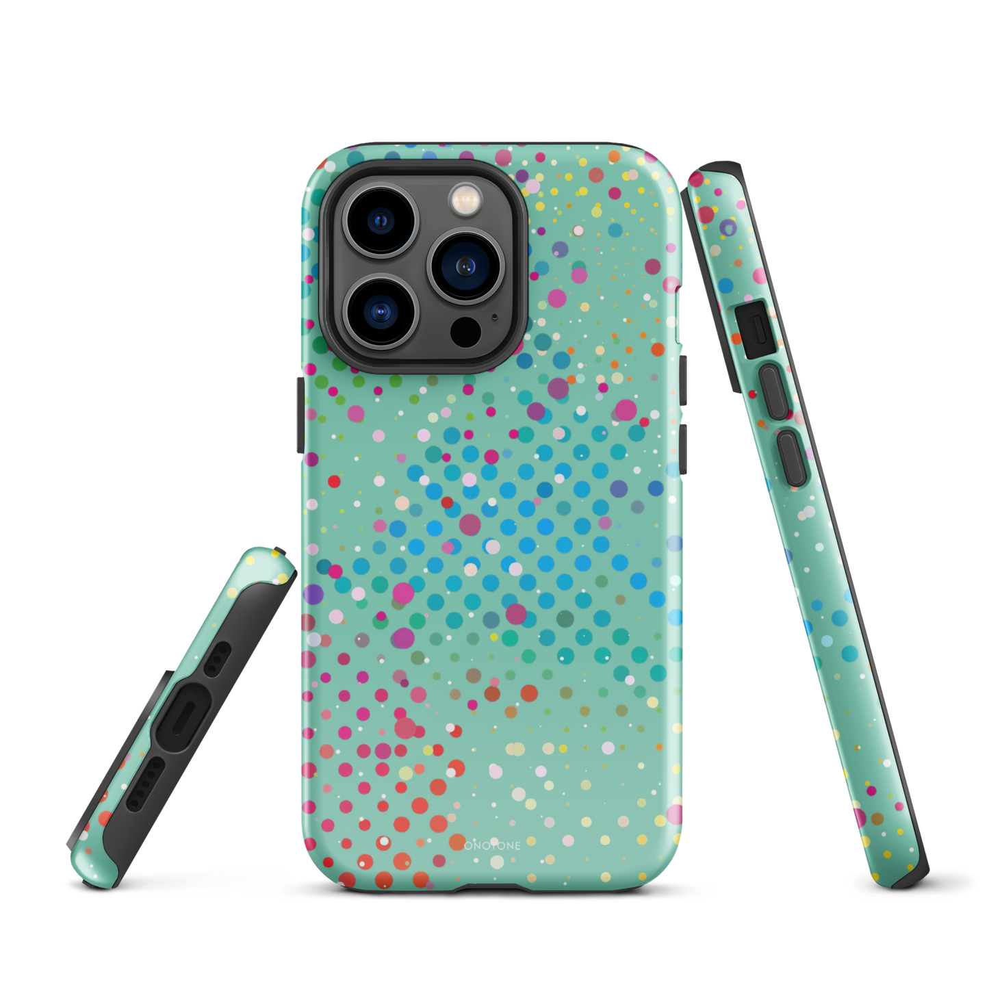 Middle Blue Green Polka Dot iPhone 13 Pro Case