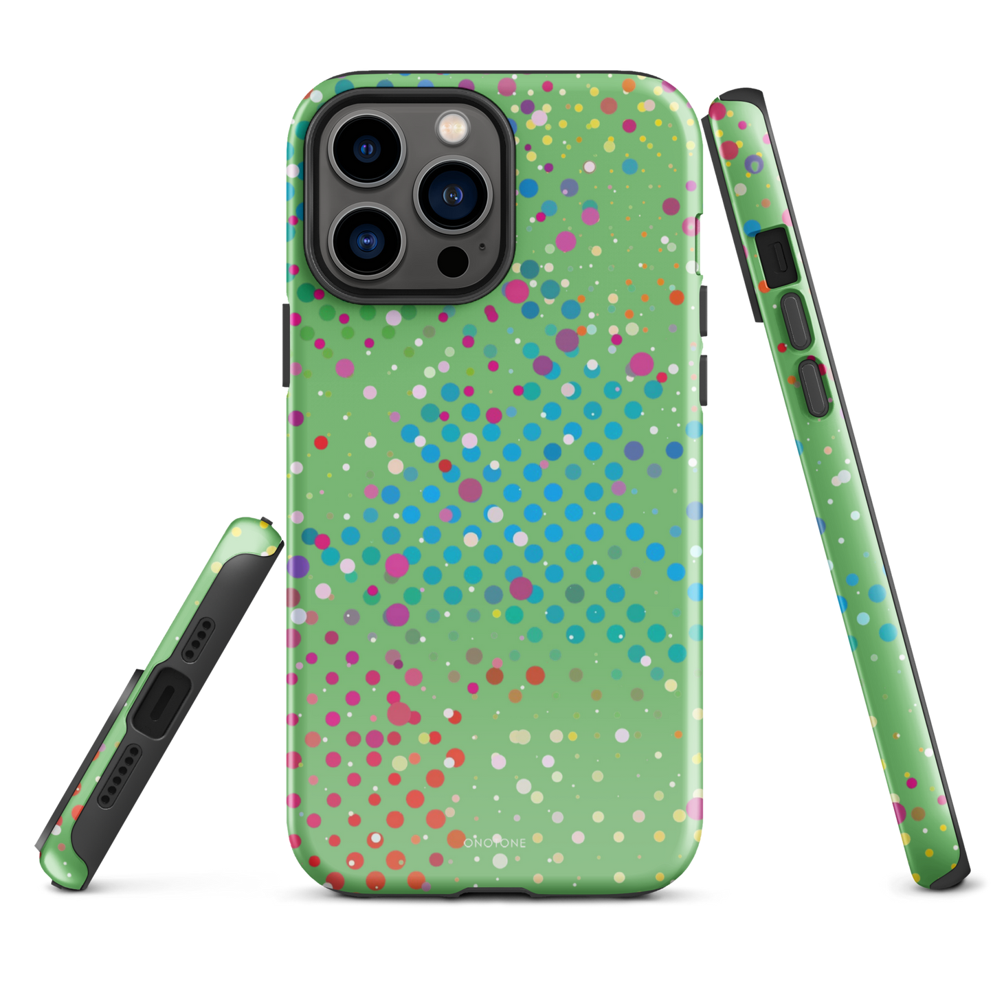 Pale Olive Green Polka Dot iPhone 13 Pro Max Case