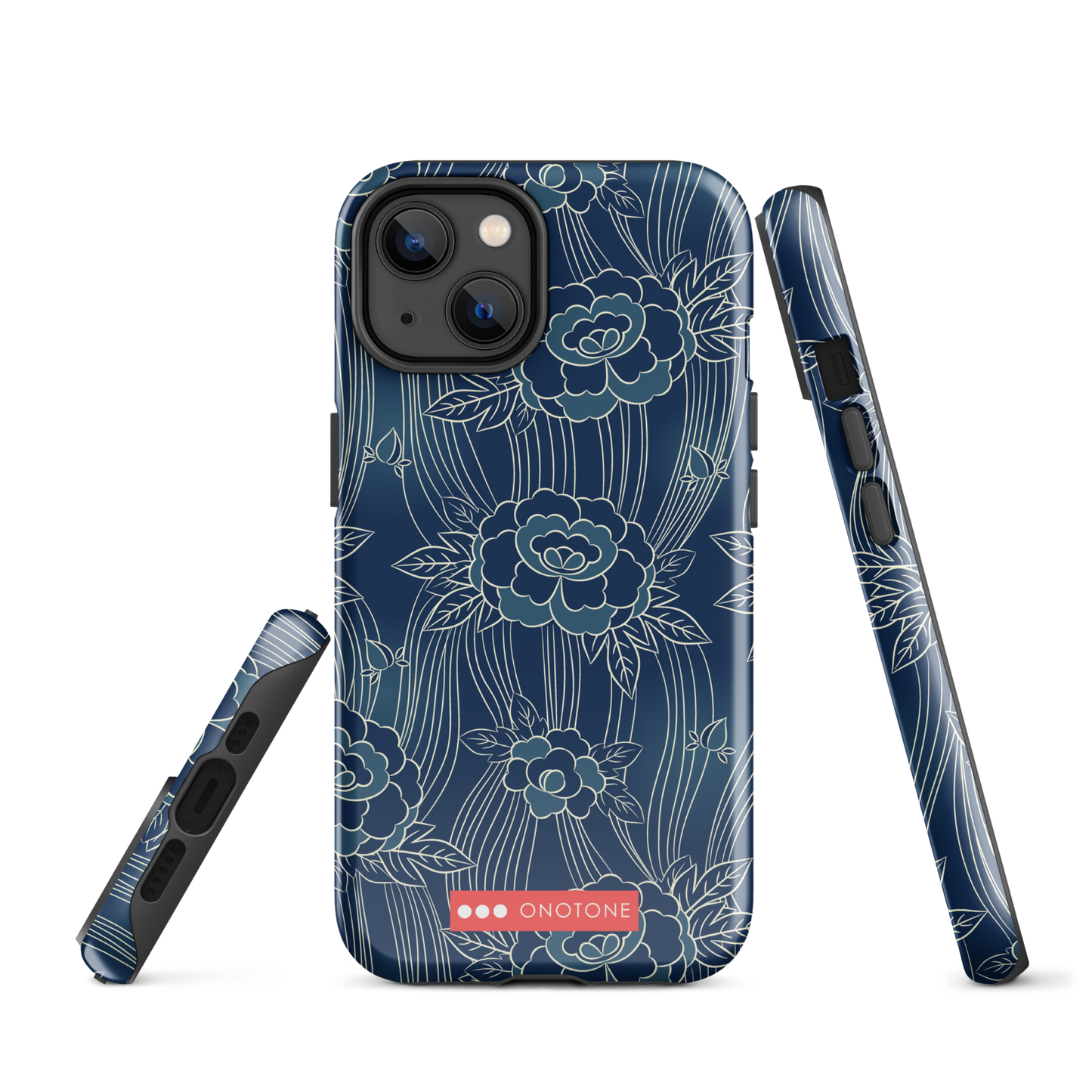Japanese design indigo iPhone® Case with roses patterns