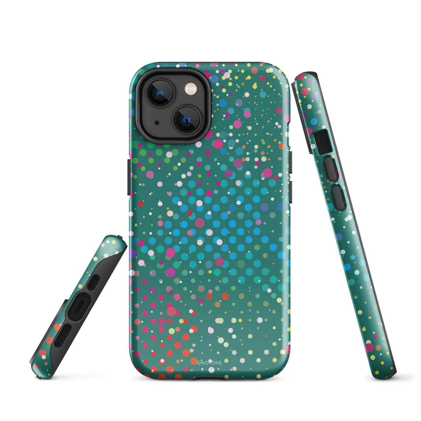 Rain Forest Green Polka Dot iPhone 14 Case
