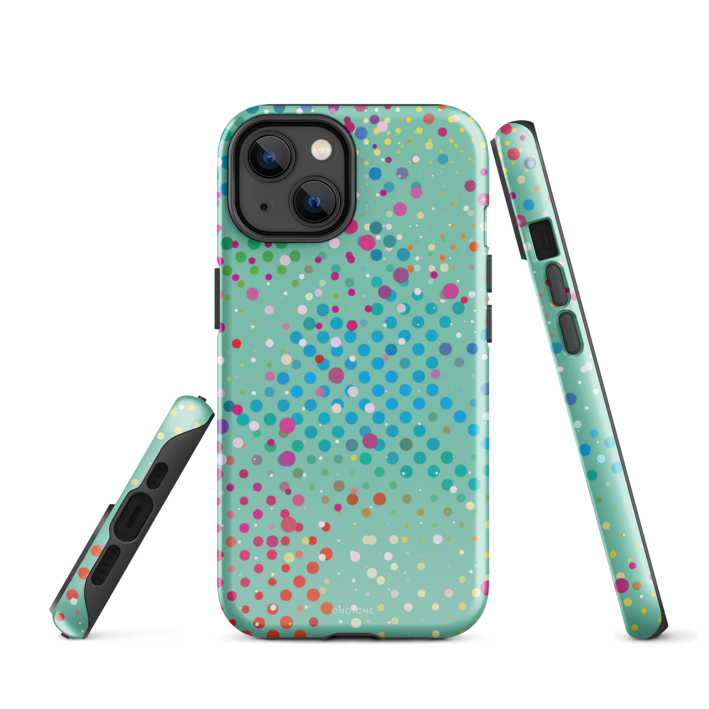 Middle Blue Green Polka Dot iPhone 14 Case