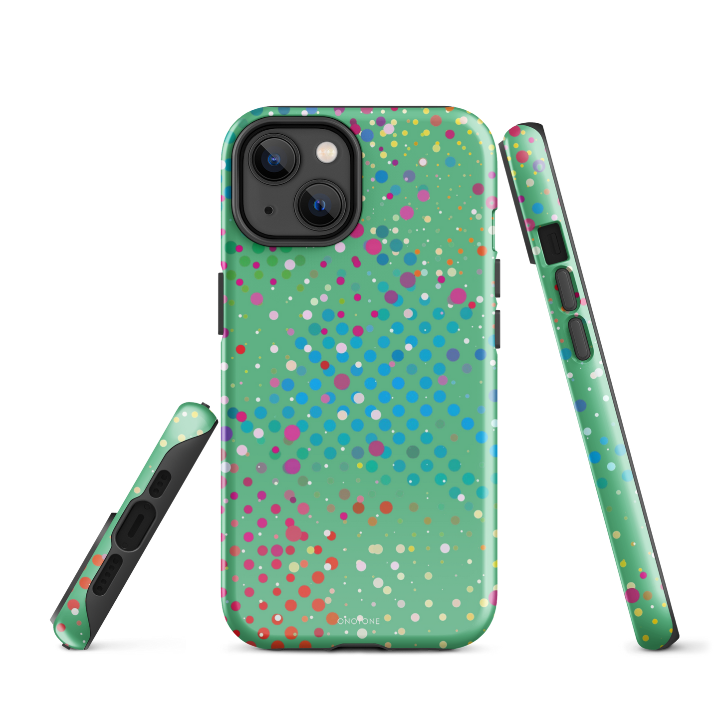 Medium Aquamarine Polka Dot iPhone 14 Case