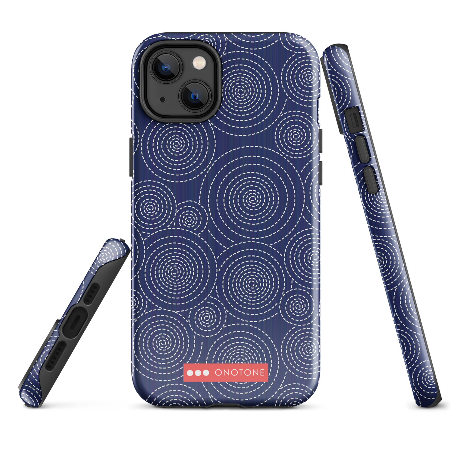 Japanese design indigo iPhone® Case with circular patterns