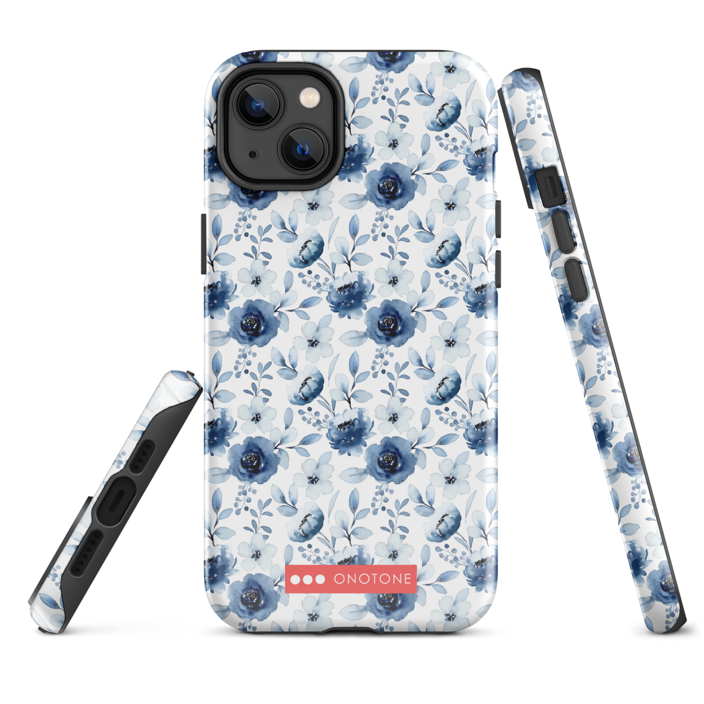 Japanese design indigo iPhone® Case with blue flowers