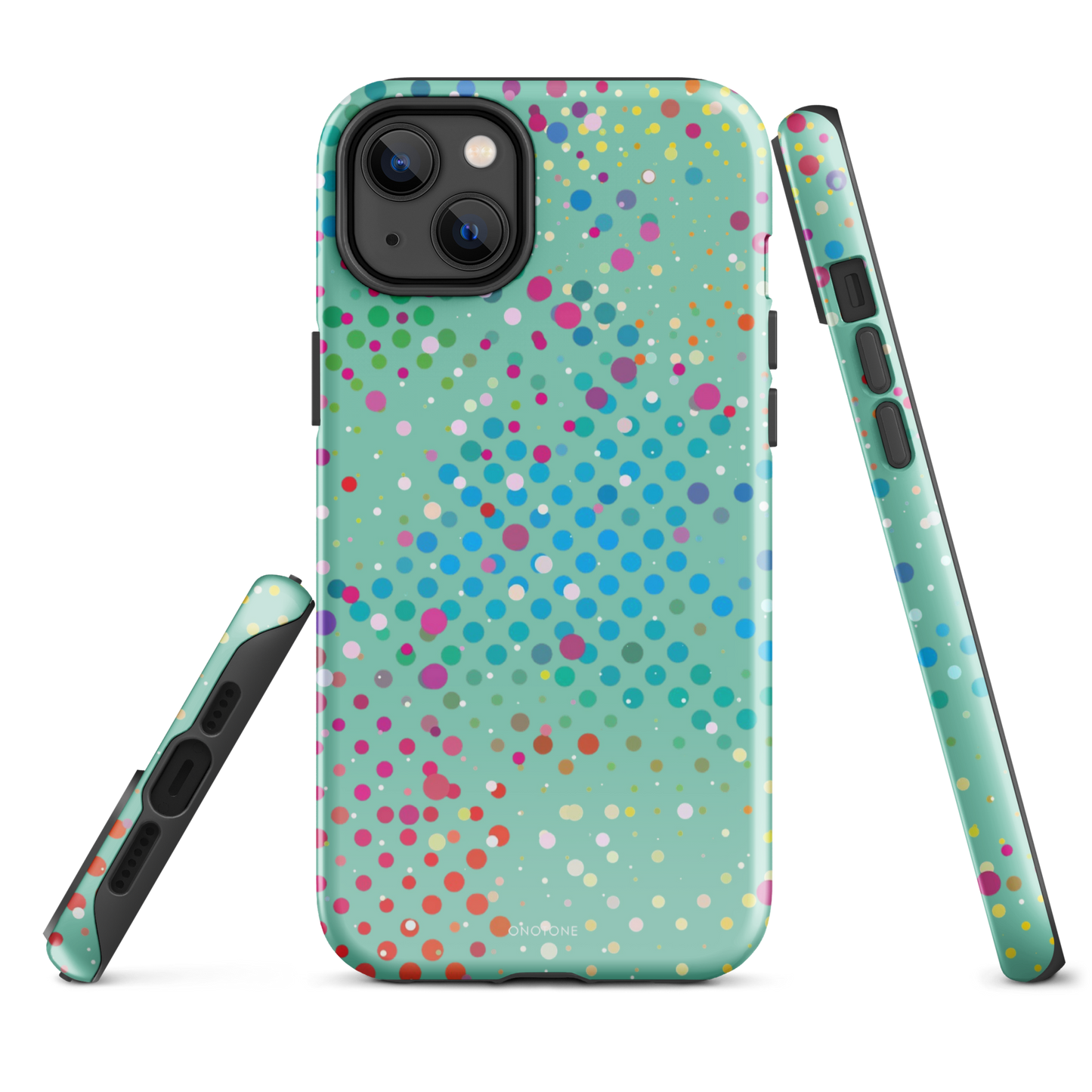 Middle Blue Green Polka Dot iPhone 14 Plus Case