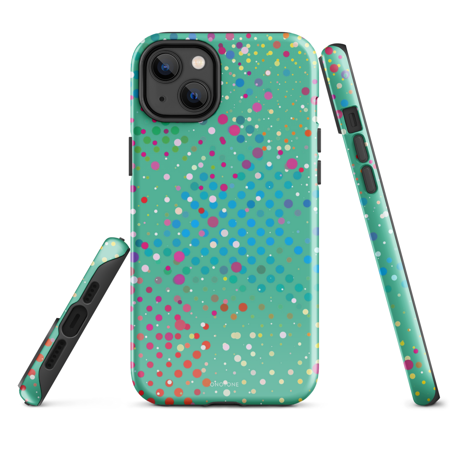 Pearl Aqua Polka Dot iPhone 14 Plus Case