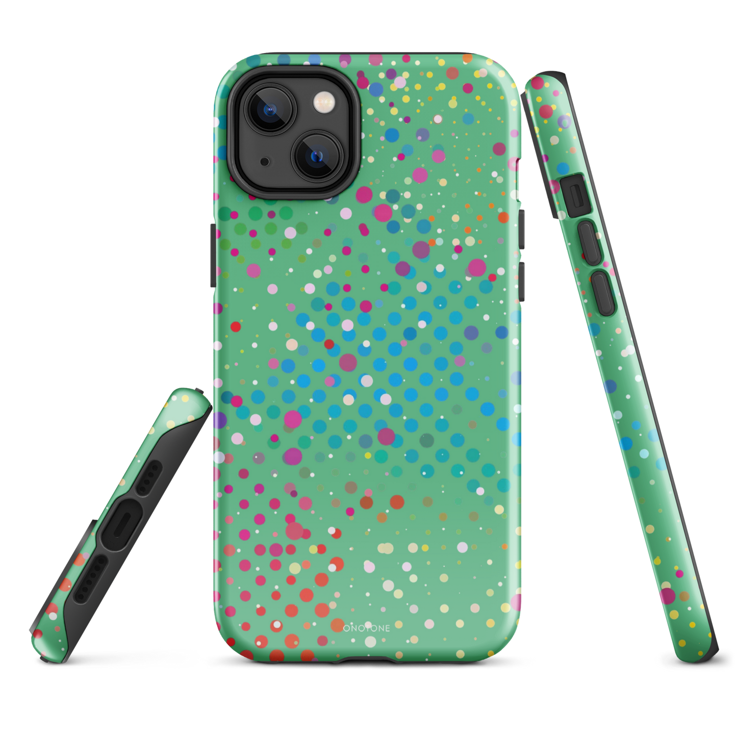 Medium Aquamarine Polka Dot iPhone 14 Plus Case