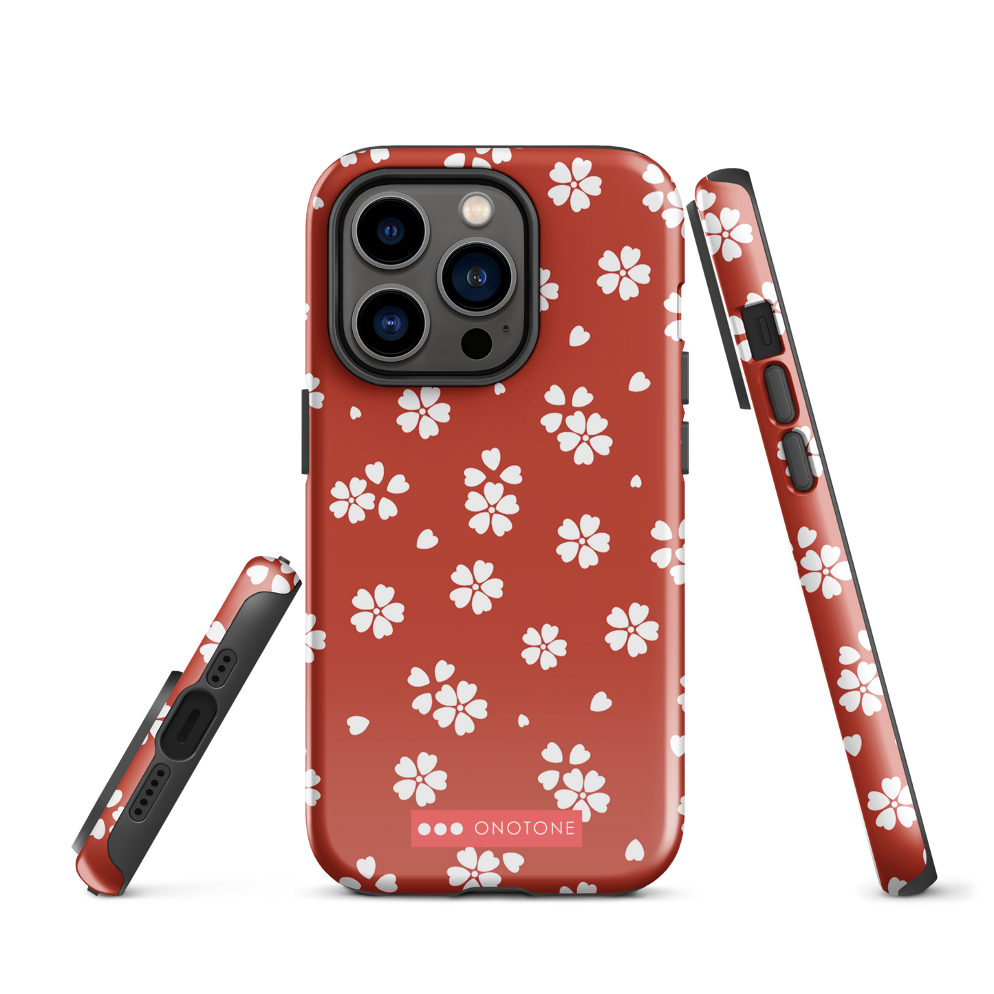 Japanese design indigo iPhone® Case with red floral patterns