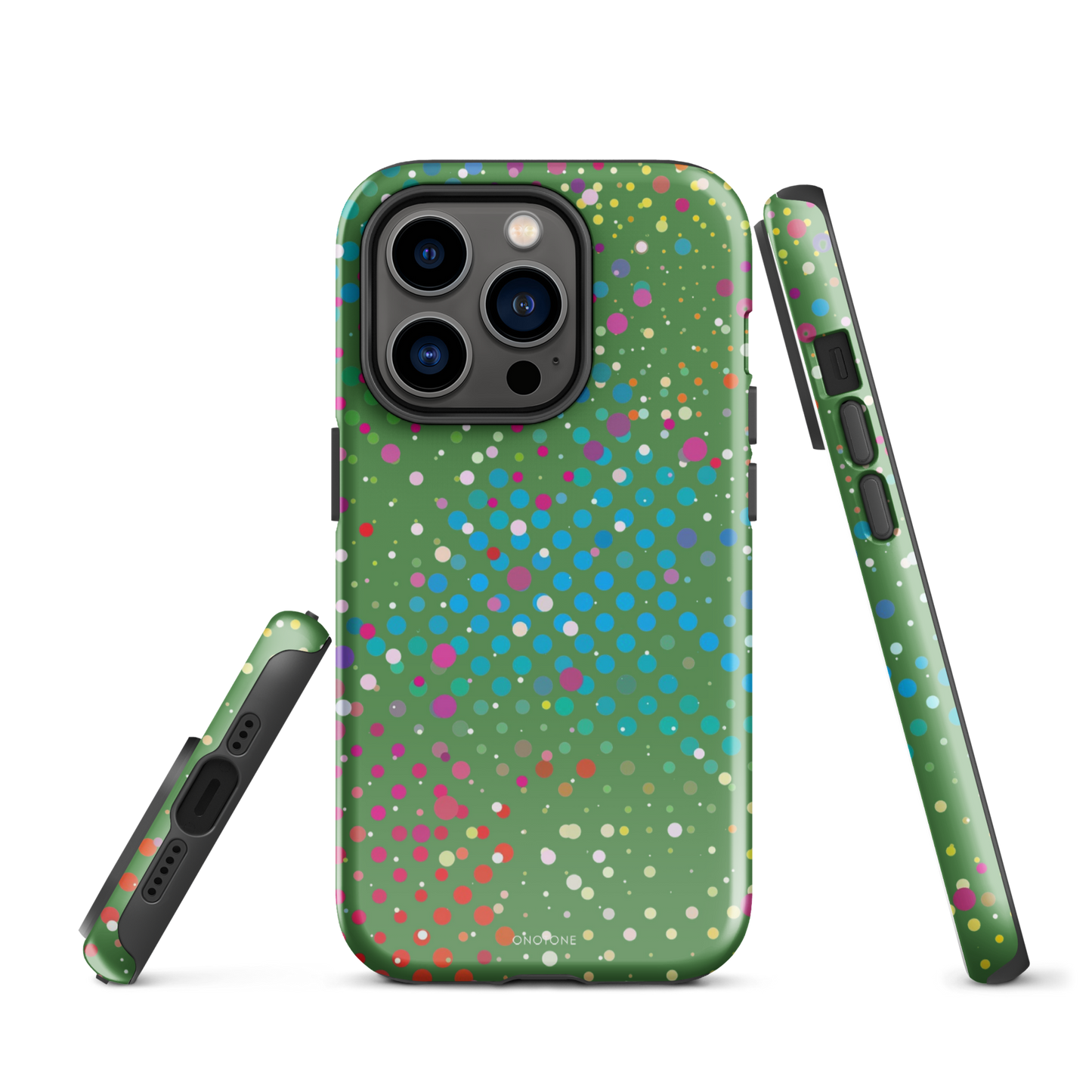 Forest Green Polka Dot iPhone 14 Pro Case