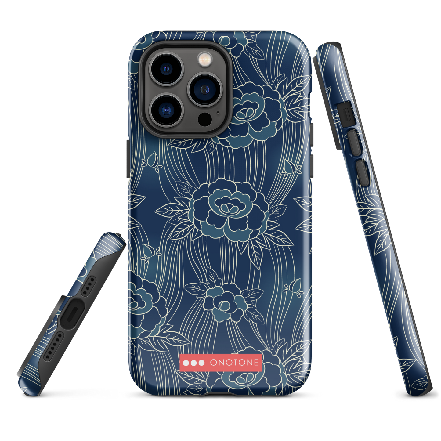 Japanese design indigo iPhone® Case with roses patterns