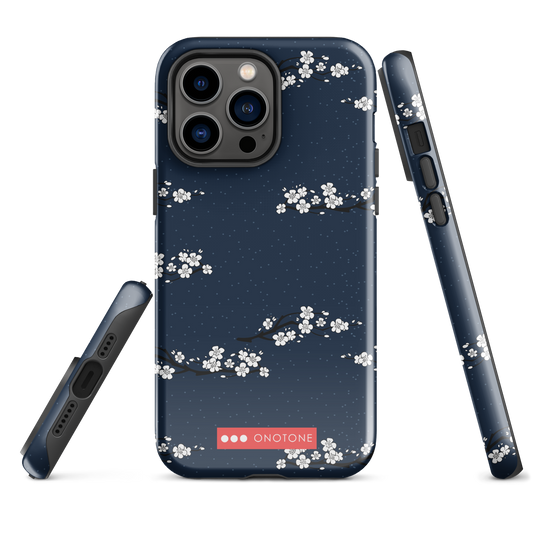 Japanese design indigo iPhone® Case with cherry blossoms