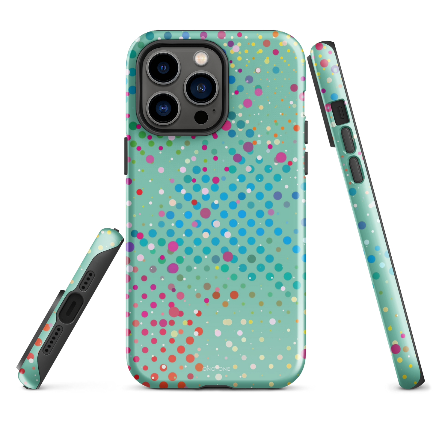 Middle Blue Green Polka Dot iPhone 14 Pro Max Case