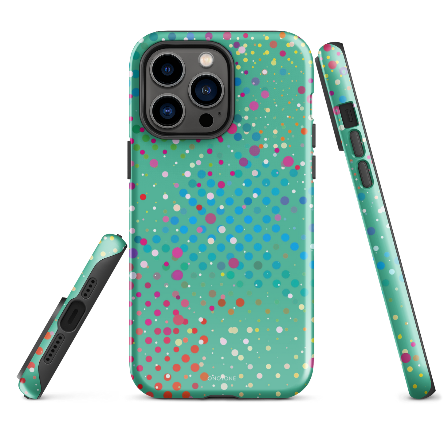 Pearl Aqua Polka Dot iPhone 14 Pro Max Case