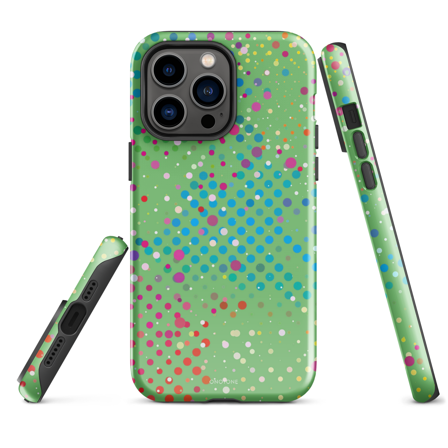Pale Olive Green Polka Dot iPhone 14 Pro Max Case