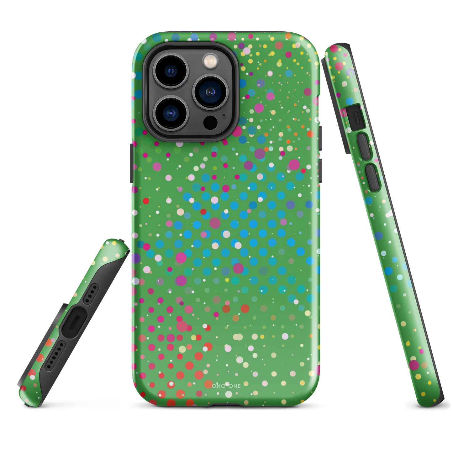 Dark Pastel Green Polka Dot iPhone 14 Pro Max Case