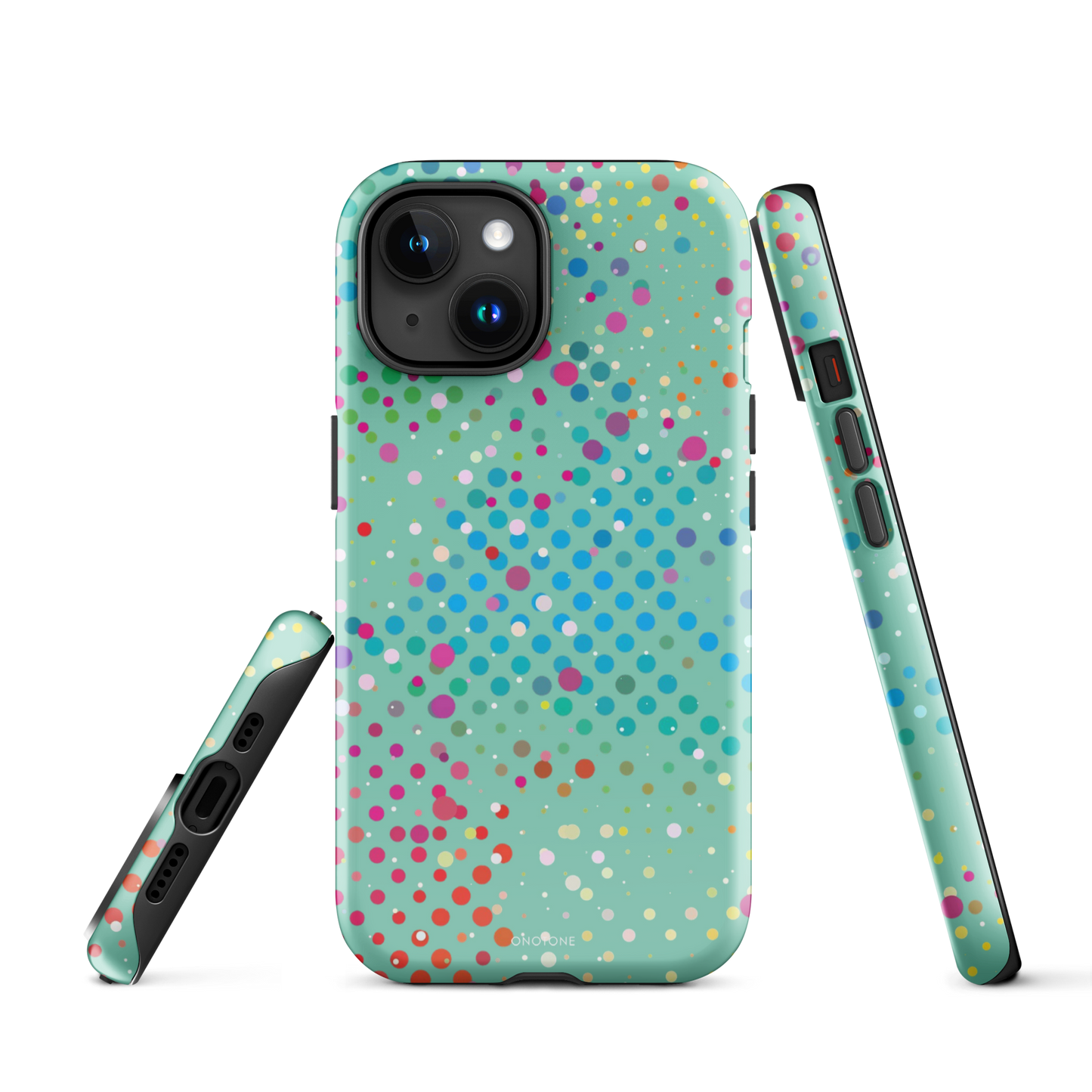 Middle Blue Green Polka Dot iPhone 15 (MagSafe) Case