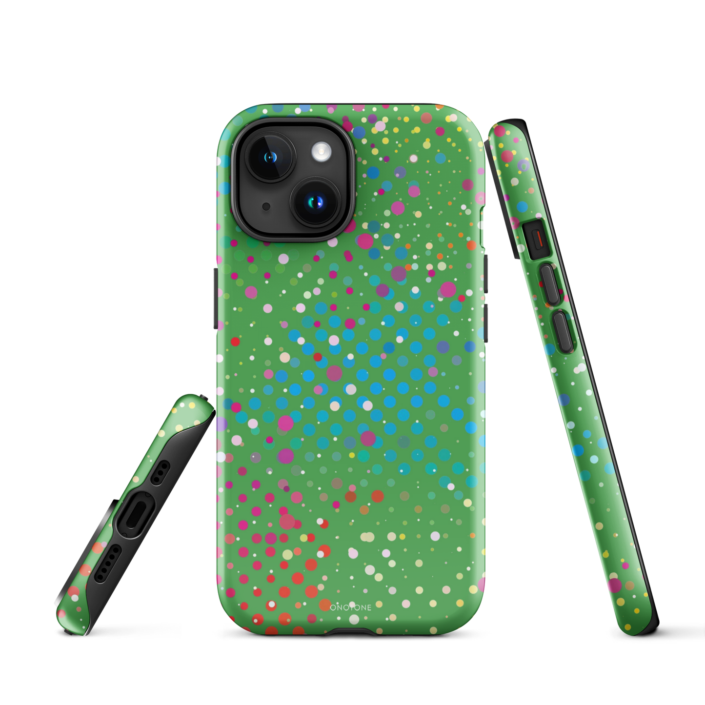 Dark Pastel Green Polka Dot iPhone 15 (MagSafe) Case
