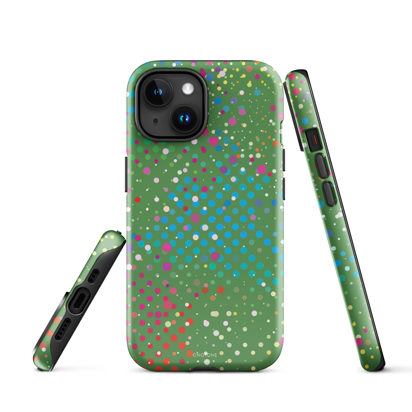 Forest Green Polka Dot iPhone 15 (MagSafe) Case