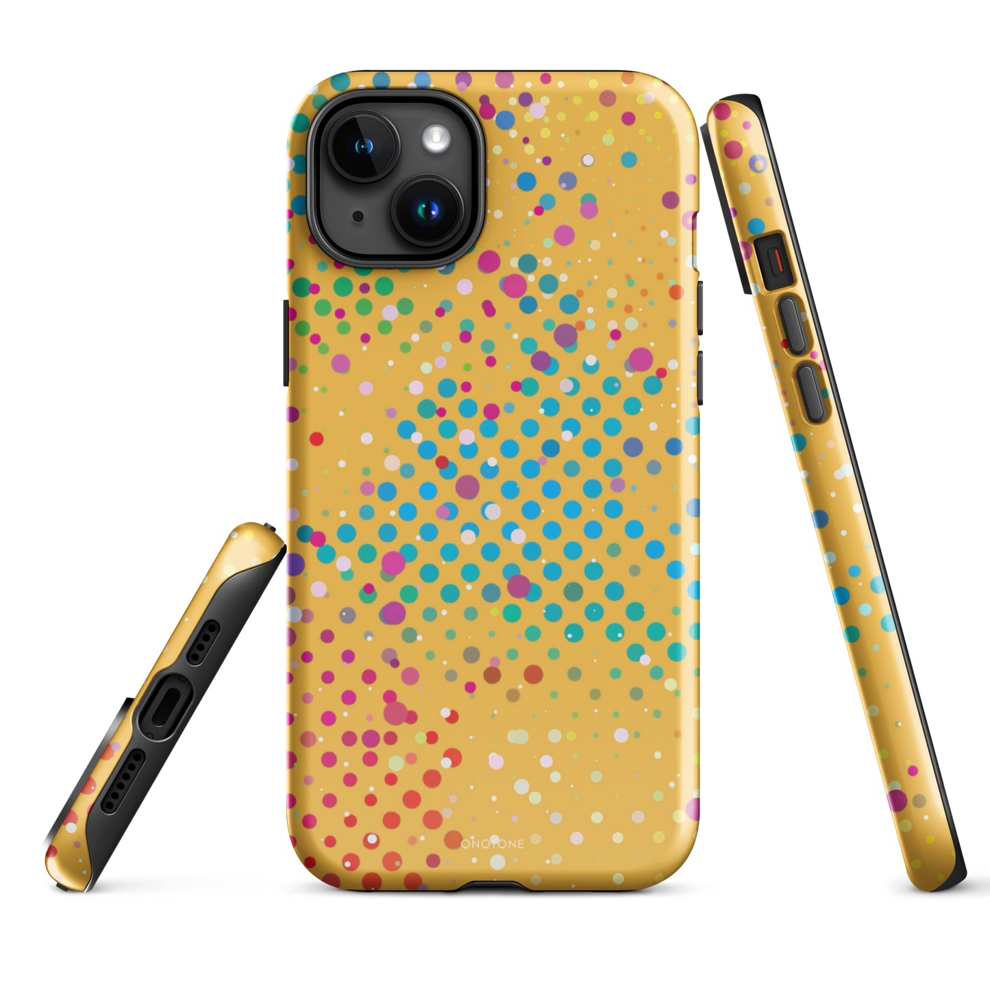 Yellow-Orange Polka Dot iPhone 15 Plus (MagSafe) Case