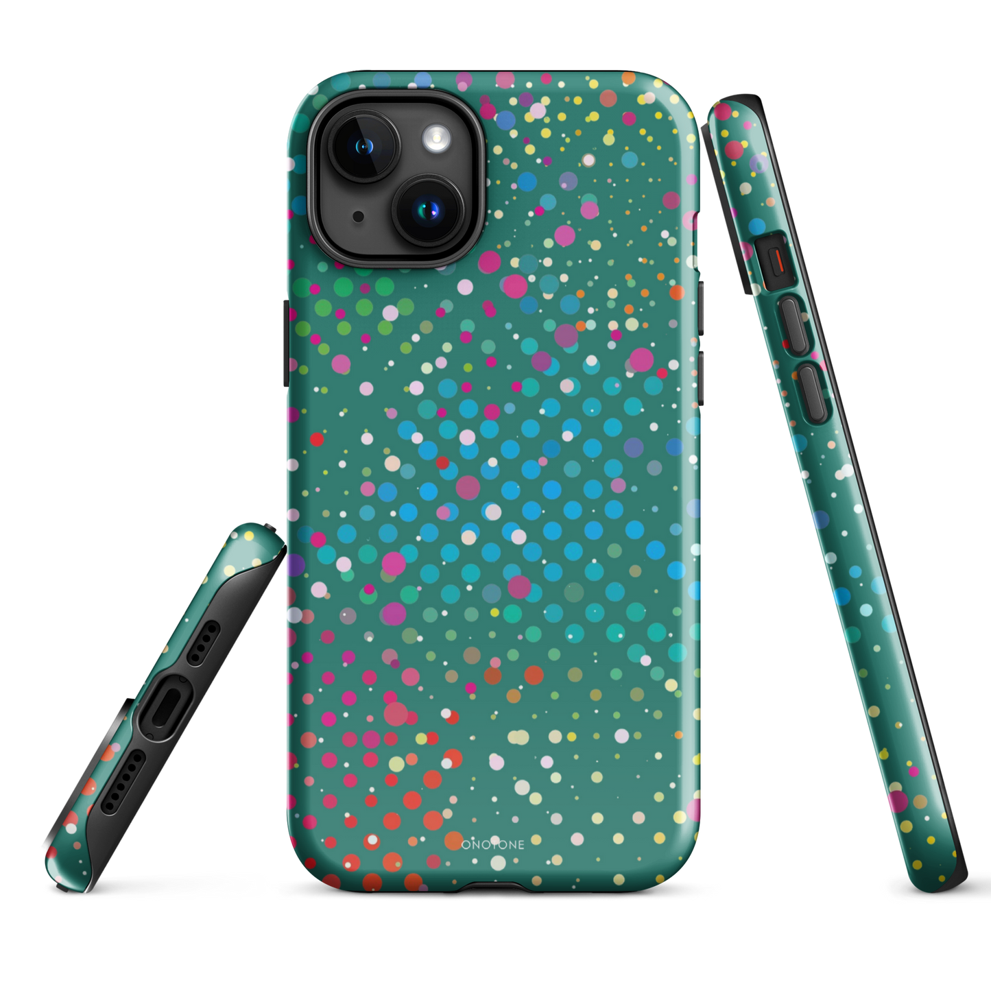 Rain Forest Green Polka Dot iPhone 15 Plus (MagSafe) Case