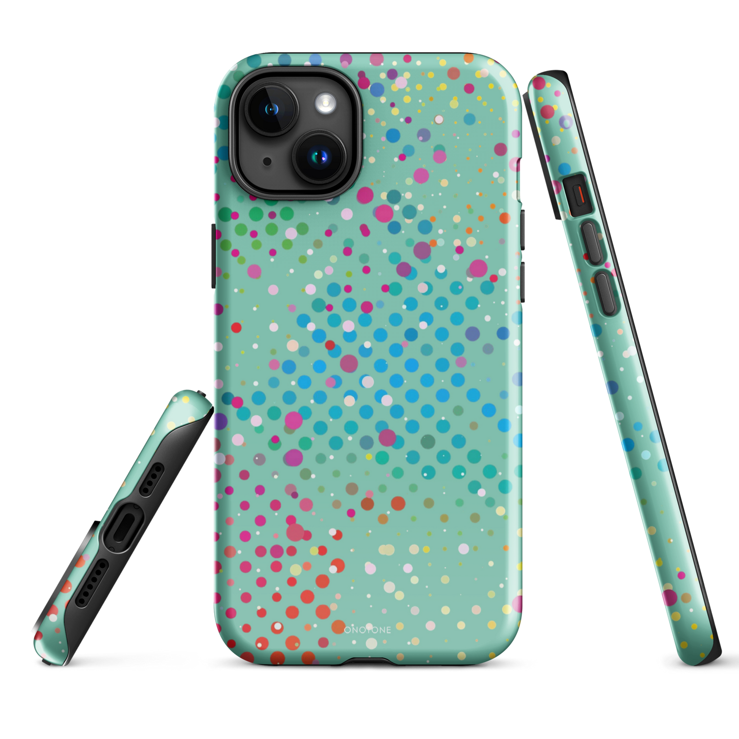 Middle Blue Green Polka Dot iPhone 15 Plus (MagSafe) Case