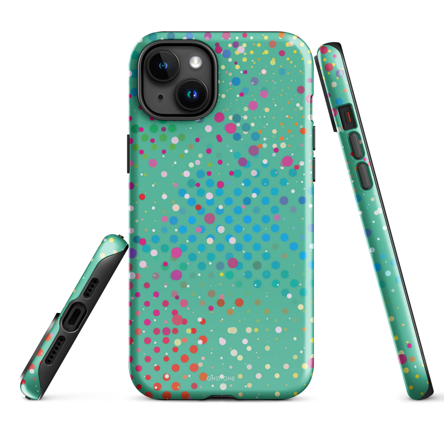 Pearl Aqua Polka Dot iPhone 15 Plus (MagSafe) Case