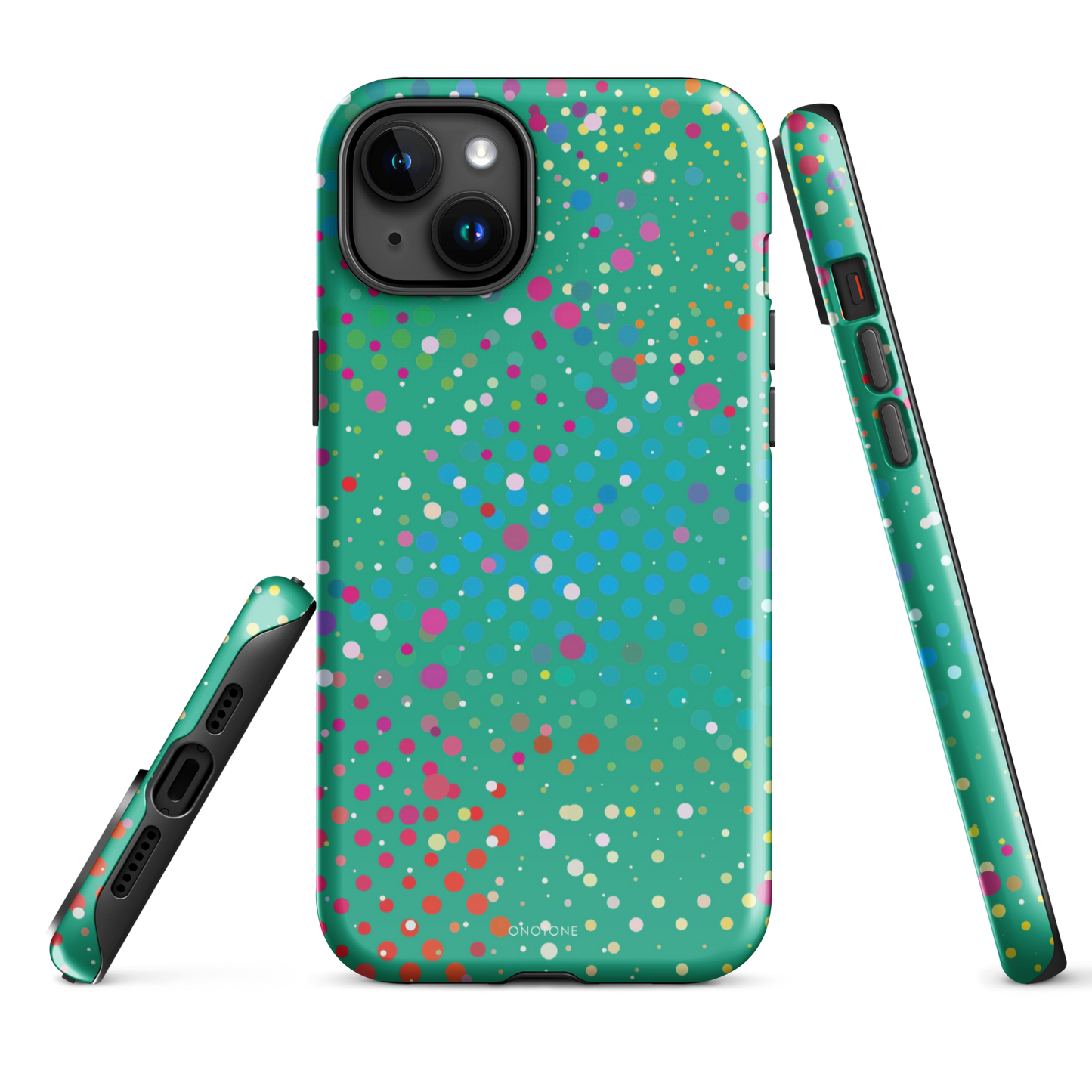 Persian Green Polka Dot iPhone 15 Plus (MagSafe) Case