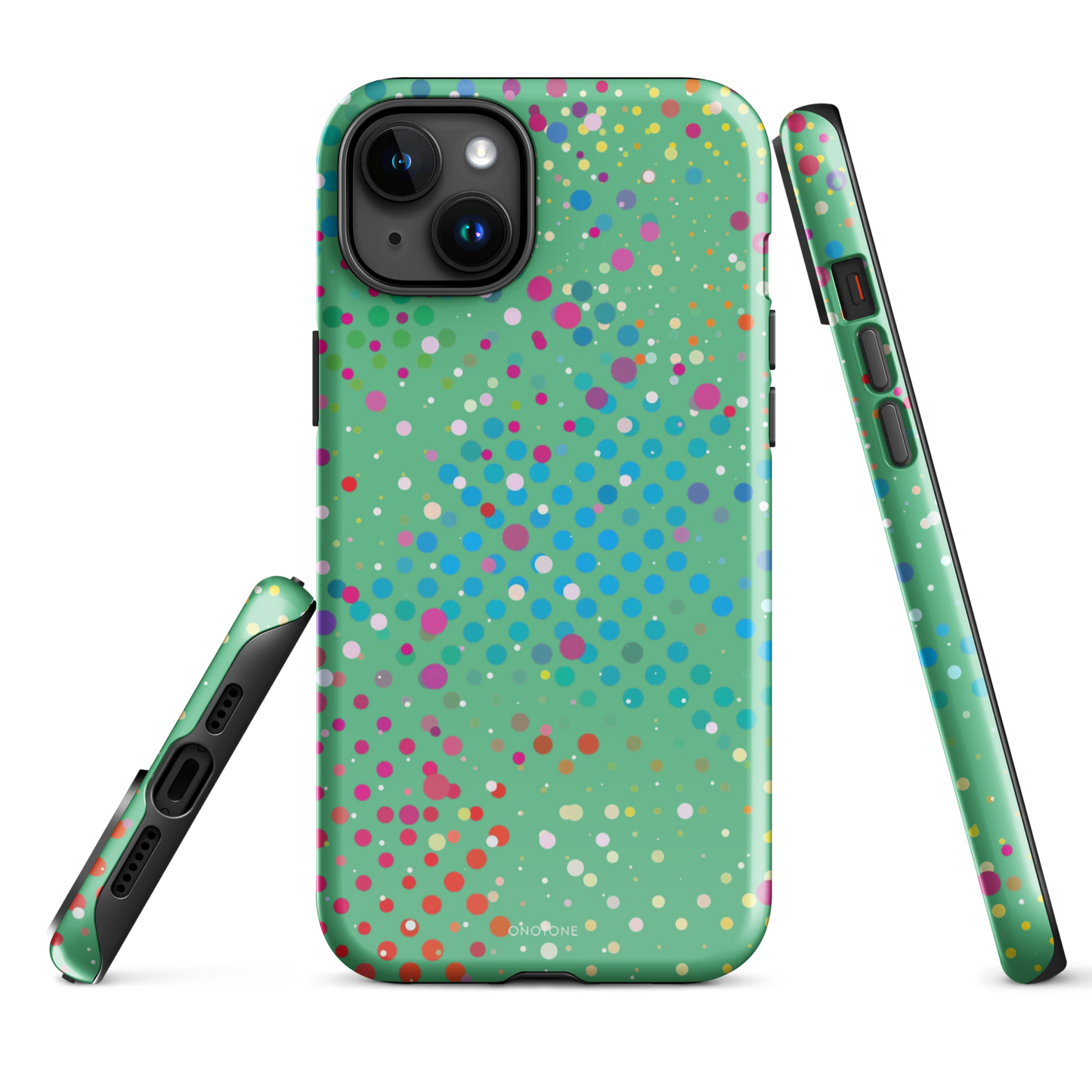 Medium Aquamarine Polka Dot iPhone 15 Plus (MagSafe) Case