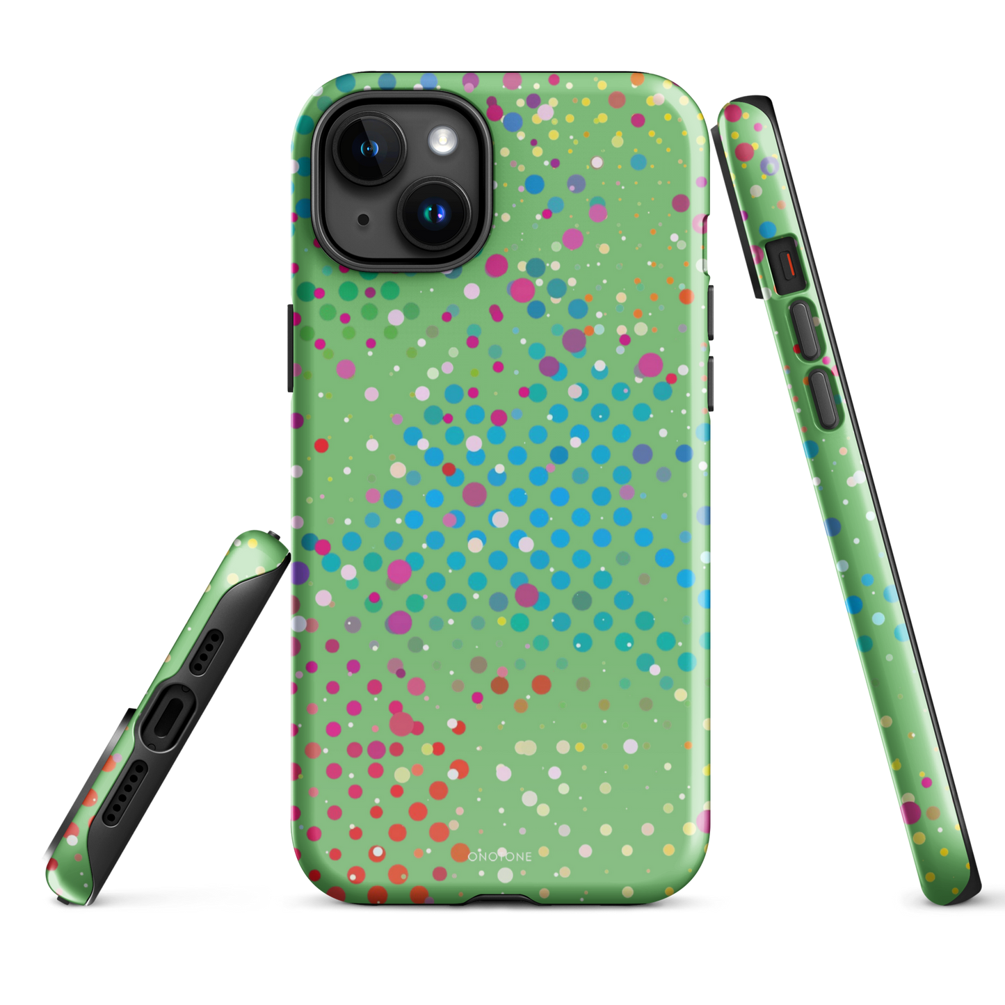 Pale Olive Green Polka Dot iPhone 15 Plus (MagSafe) Case
