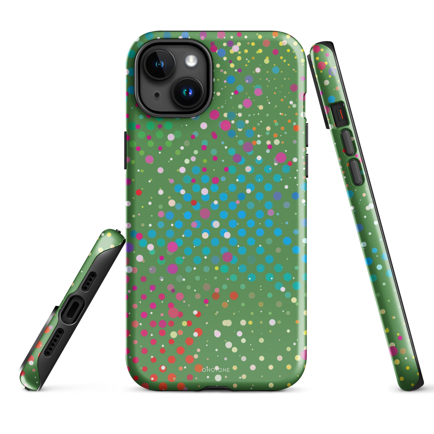 Forest Green Polka Dot iPhone 15 Plus (MagSafe) Case