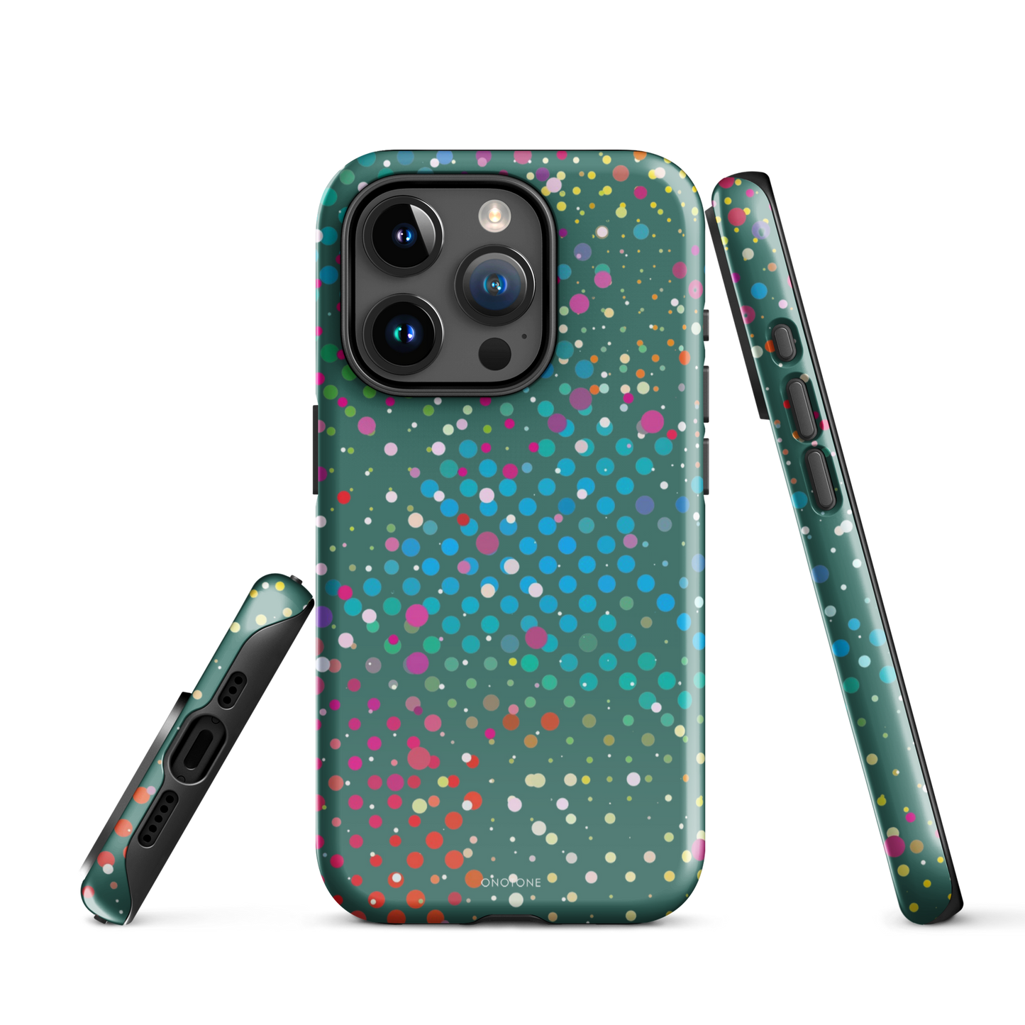 Bottle Green Polka Dot iPhone 15 Pro (MagSafe) Case