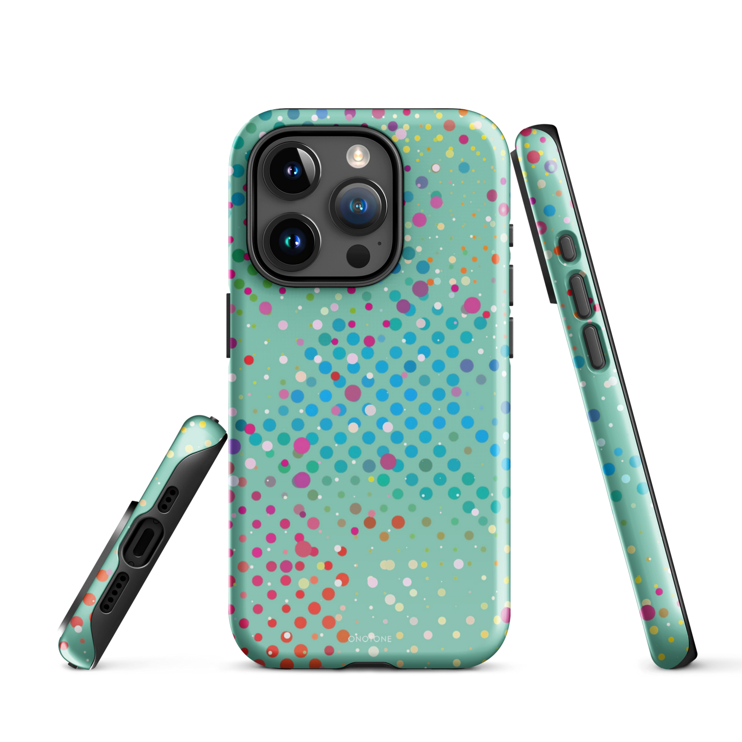 Middle Blue Green Polka Dot iPhone 15 Pro (MagSafe) Case