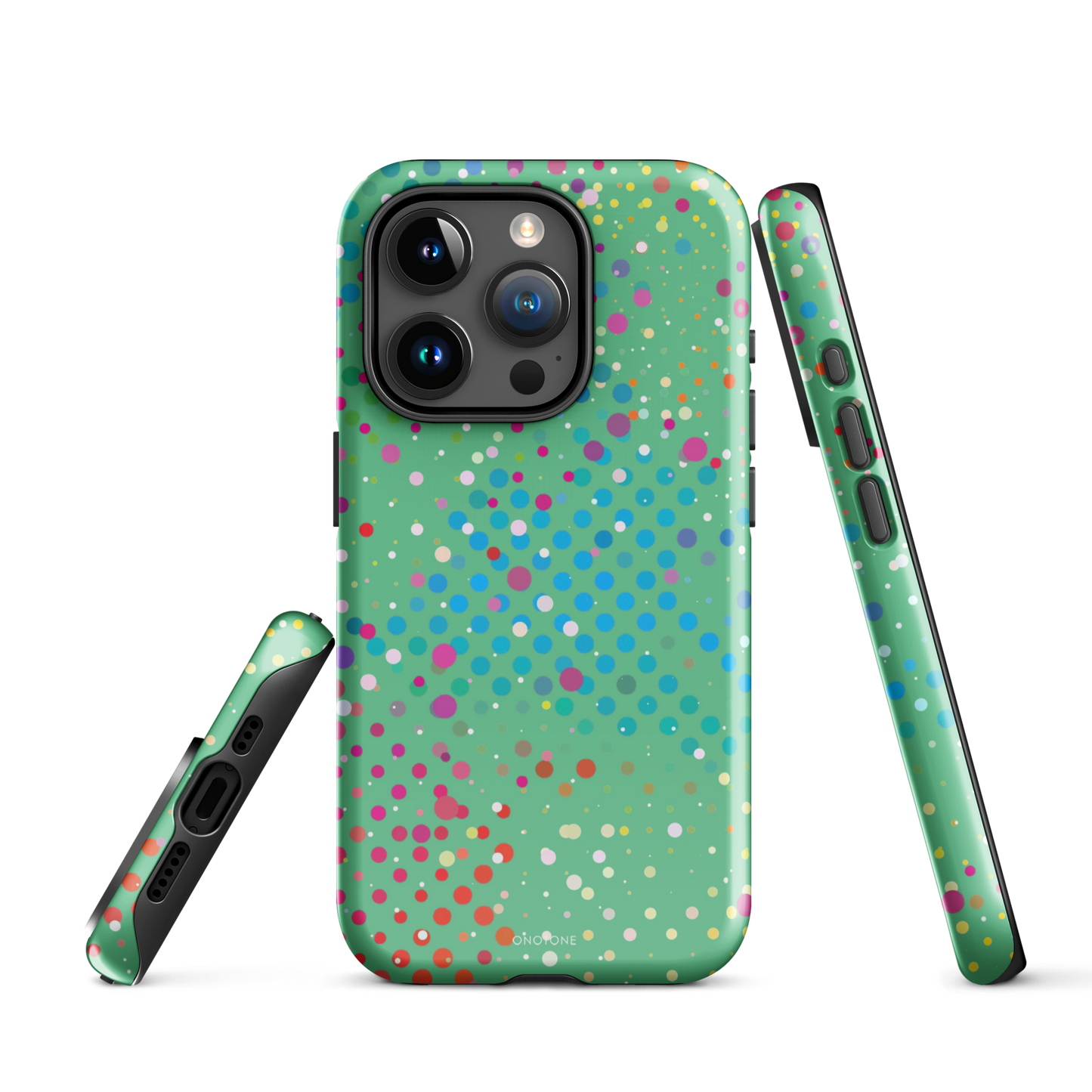 Medium Aquamarine Polka Dot iPhone 15 Pro (MagSafe) Case