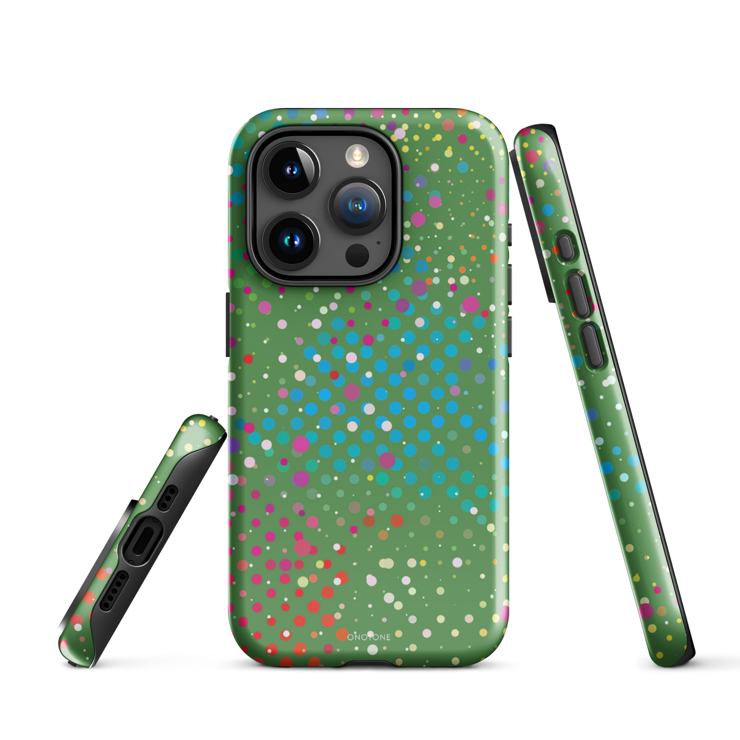 Forest Green Polka Dot iPhone 15 Pro (MagSafe) Case